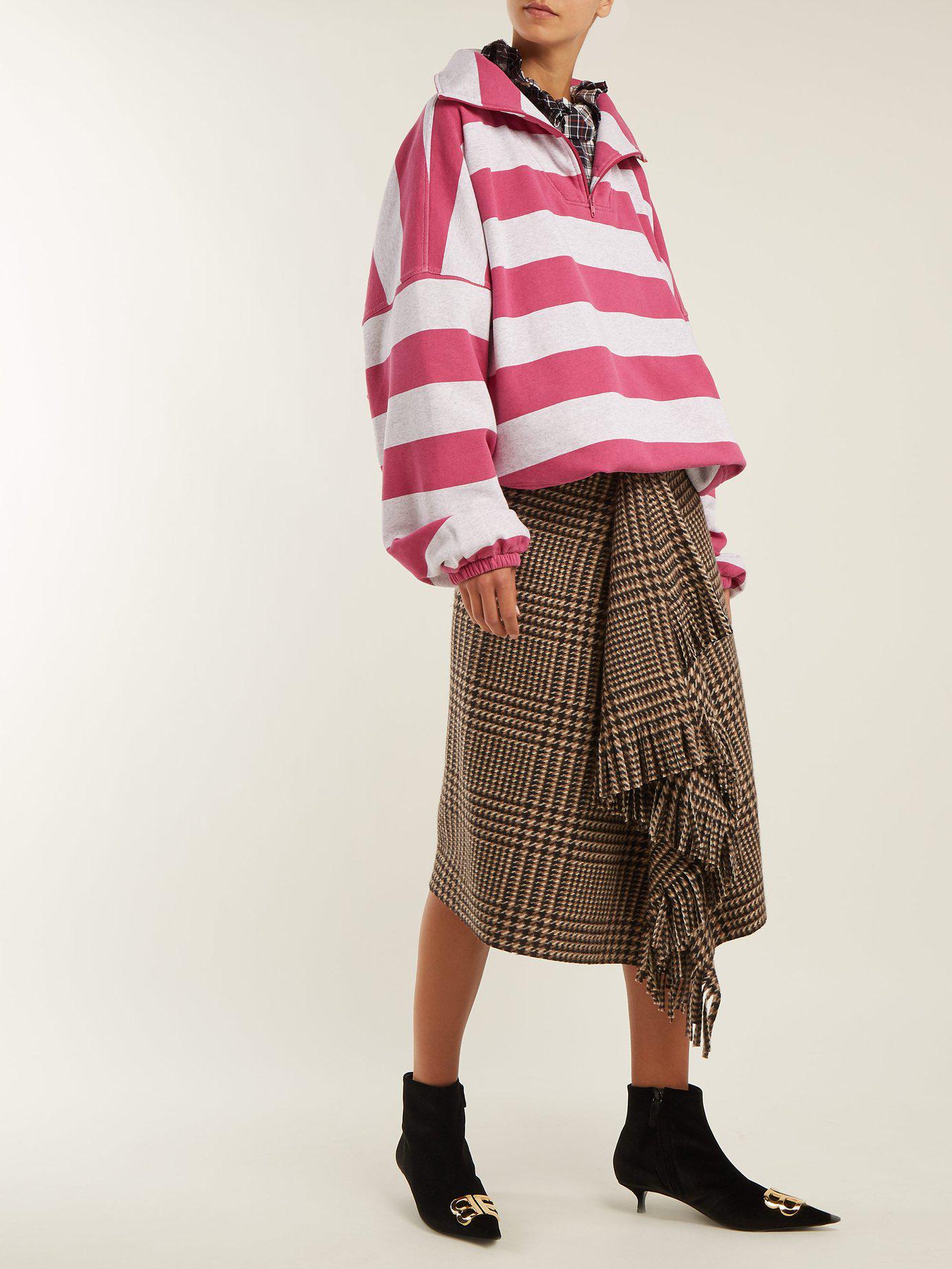 Balenciaga Striped Cotton-blend Top in Pink | Lyst