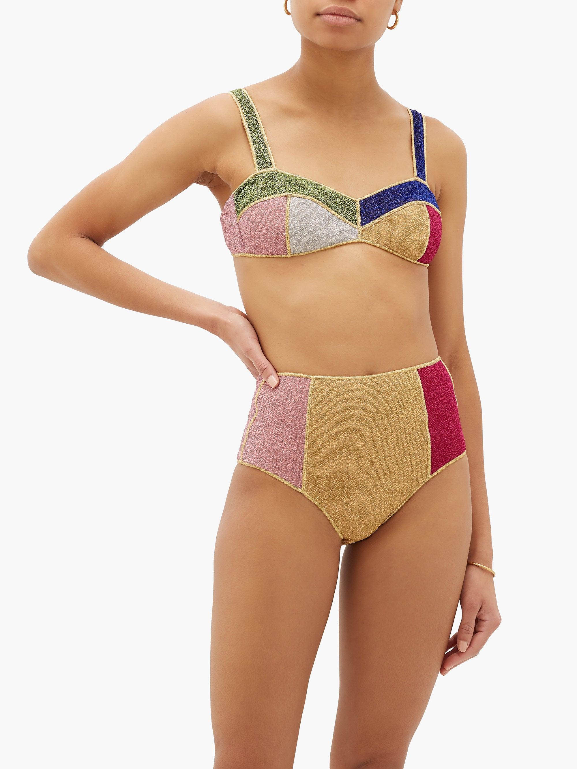 Oséree Lumiere High-rise Colour-block Metallic Bikini | Lyst