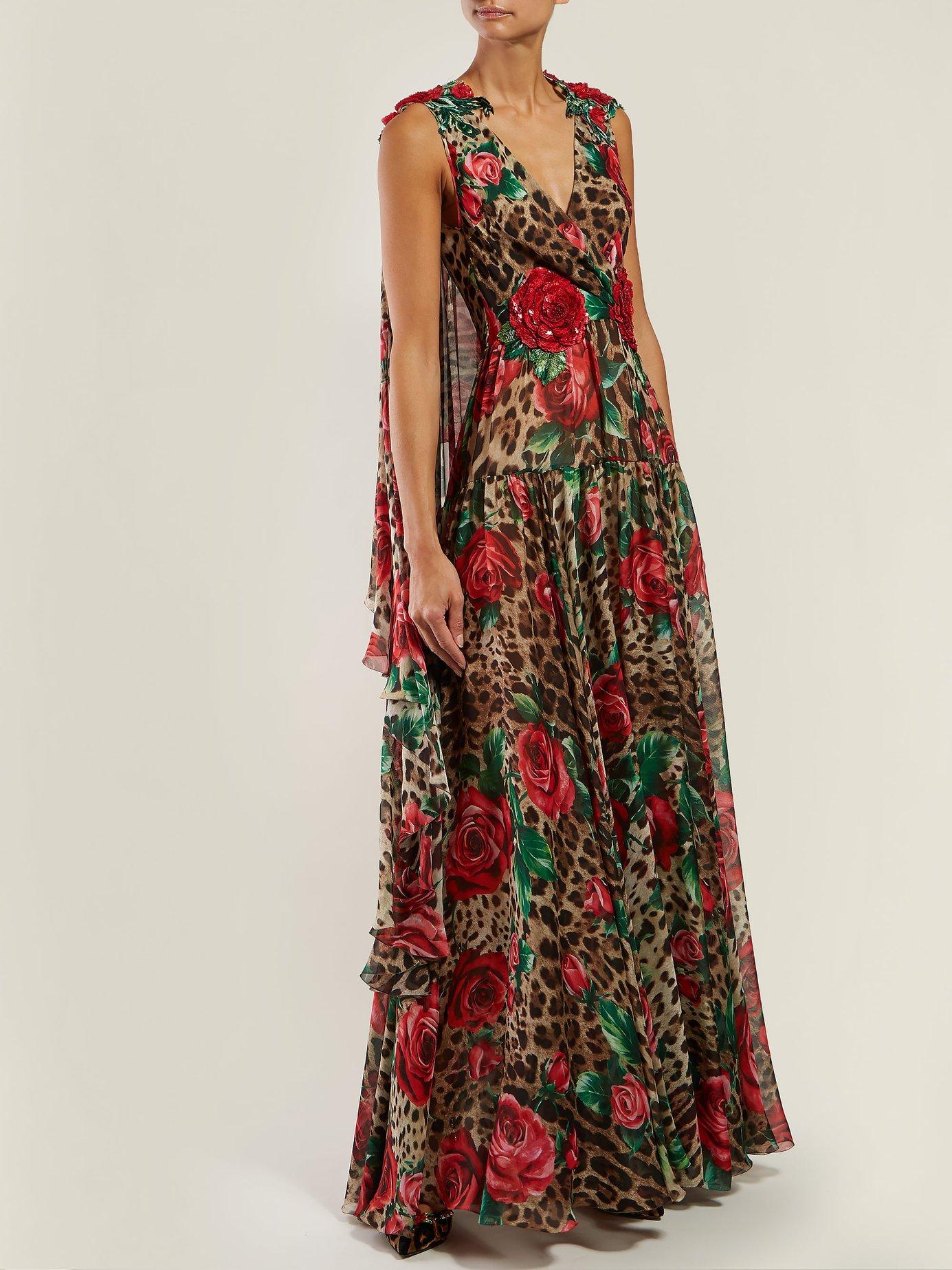 dolce gabbana leopard rose dress
