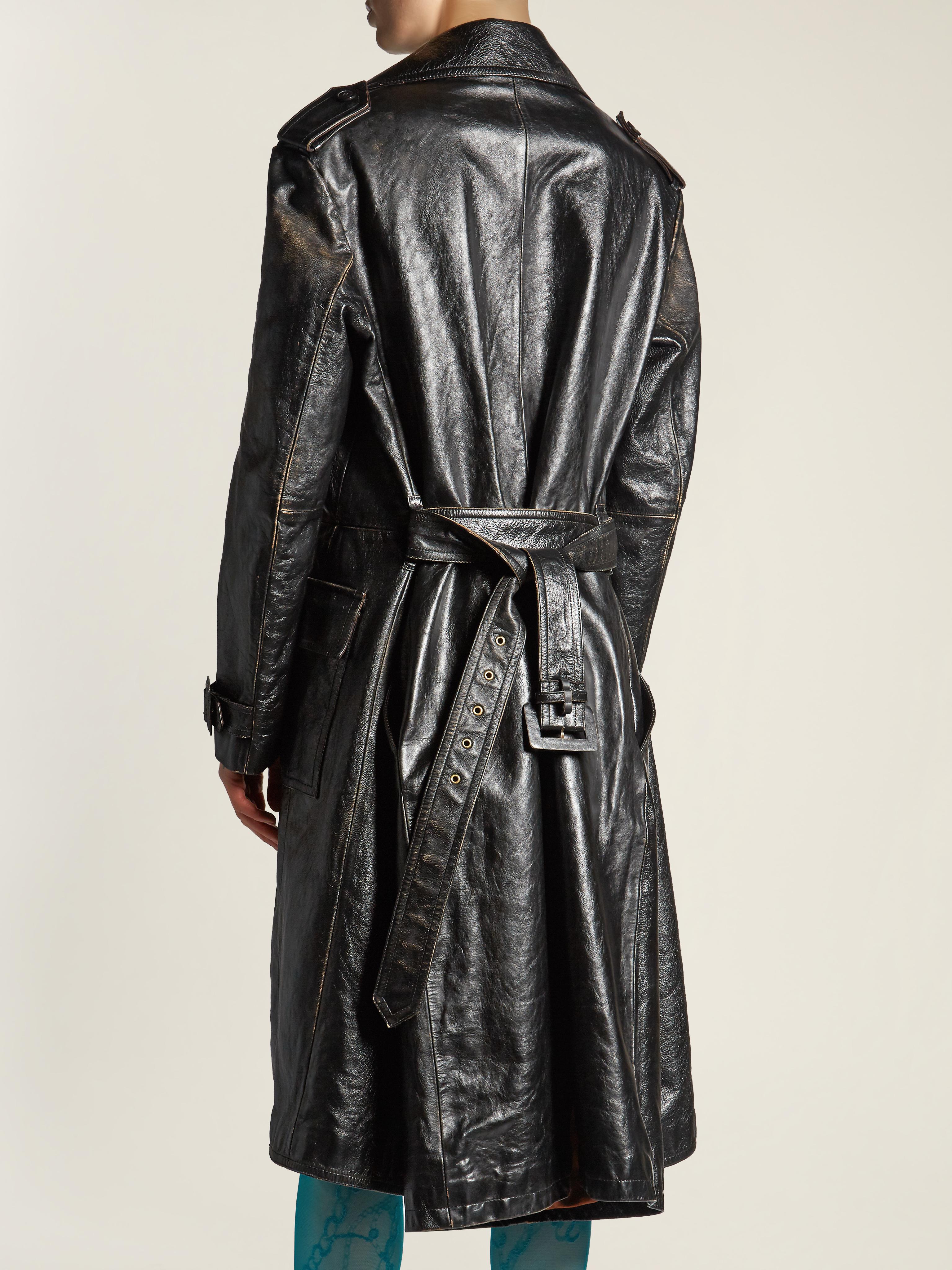 Balenciaga Hybrid Leather Trench Coat in Black | Lyst