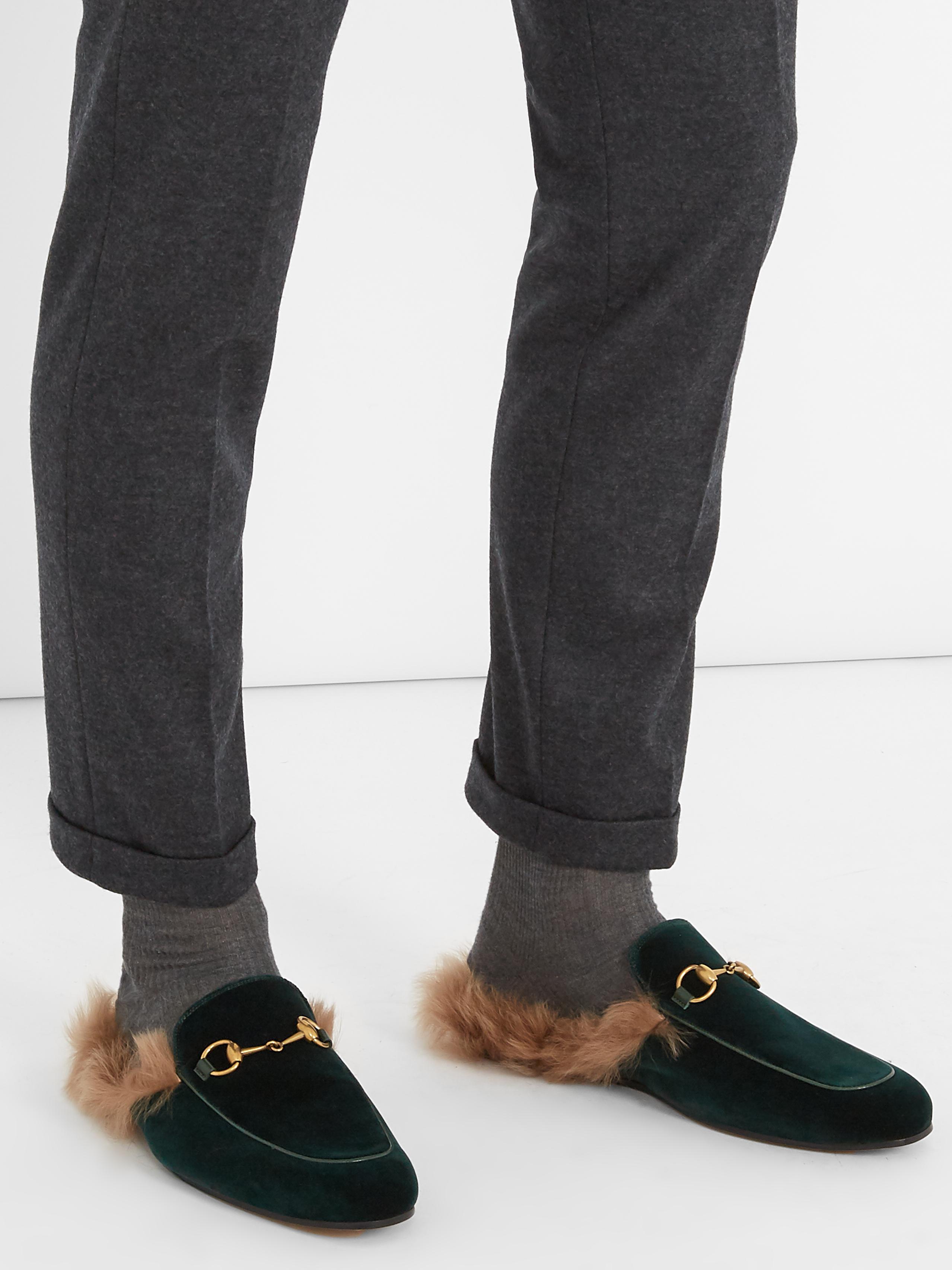 gucci slippers fur mens