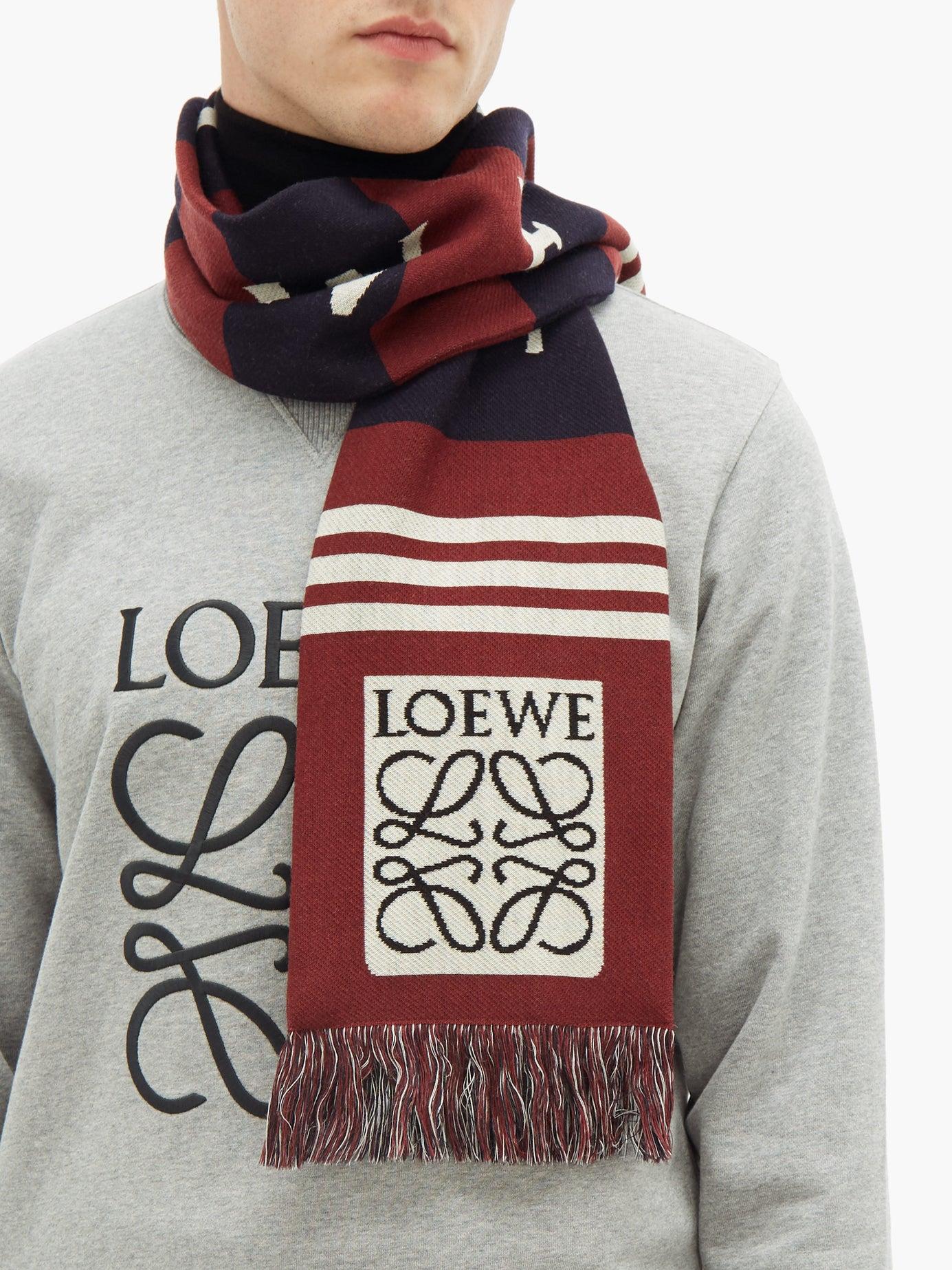 Loewe Logo-jacquard Wool-piquÃ© Scarf for Men - Lyst