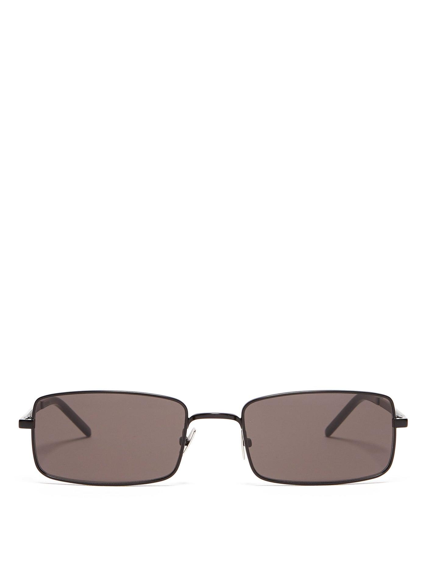 Saint Laurent Rectangular-frame Metal Sunglasses in Black for Men - Lyst