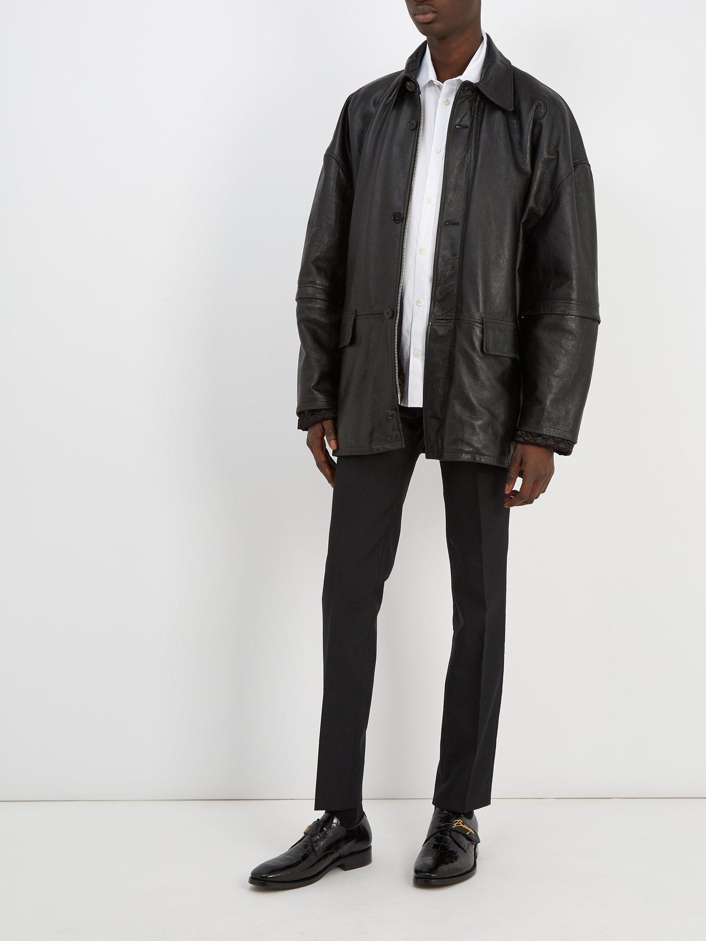 Balenciaga Oversized Leather Jacket in Black for Men - Lyst