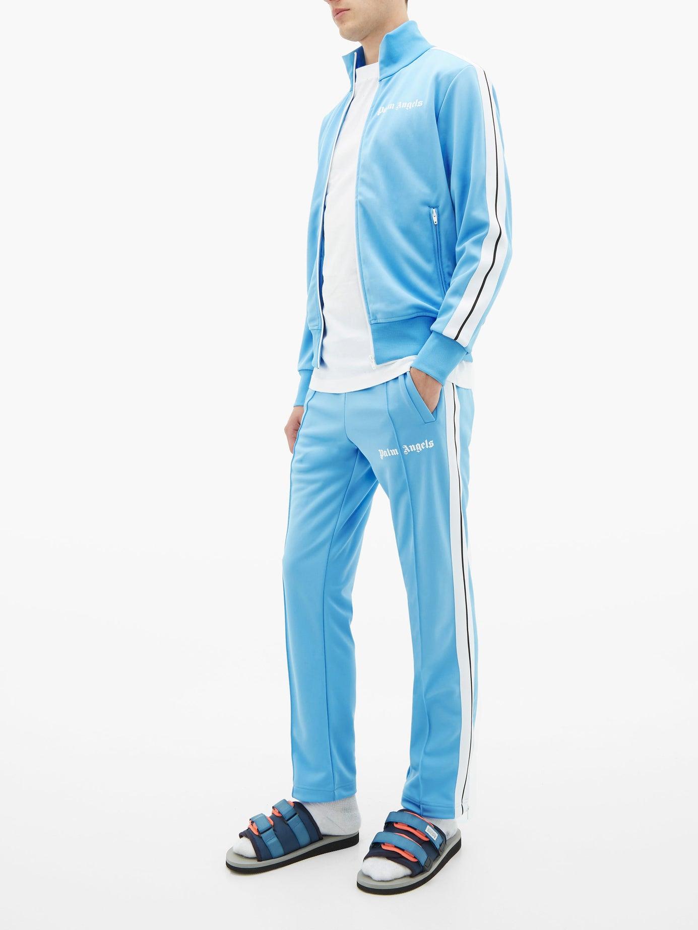 Palm Angels Side-stripe Jersey Track Pants in Blue for Men | Lyst