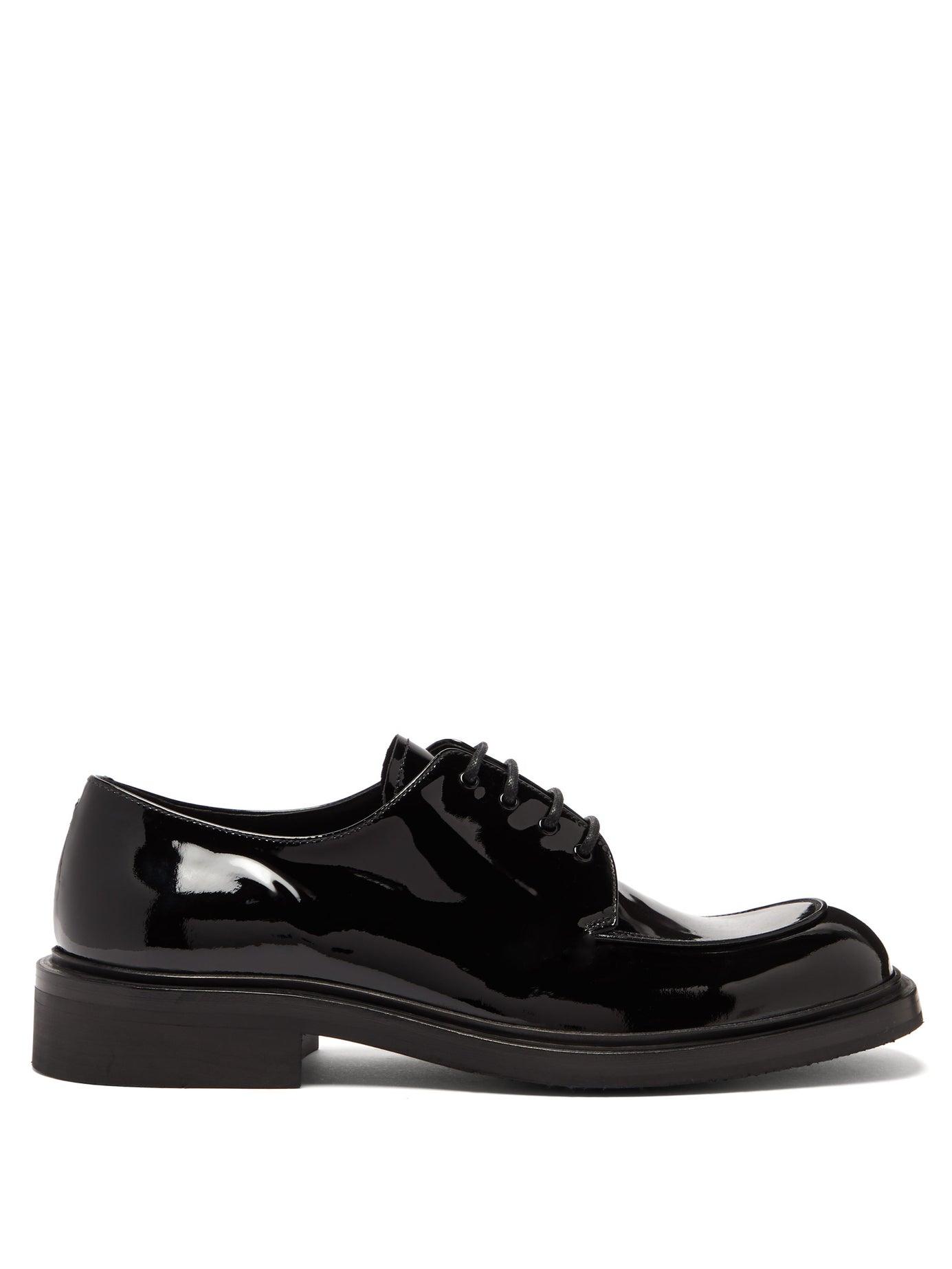 Prada Square-toe Patent-leather Derby Shoes in Black for Men | Lyst
