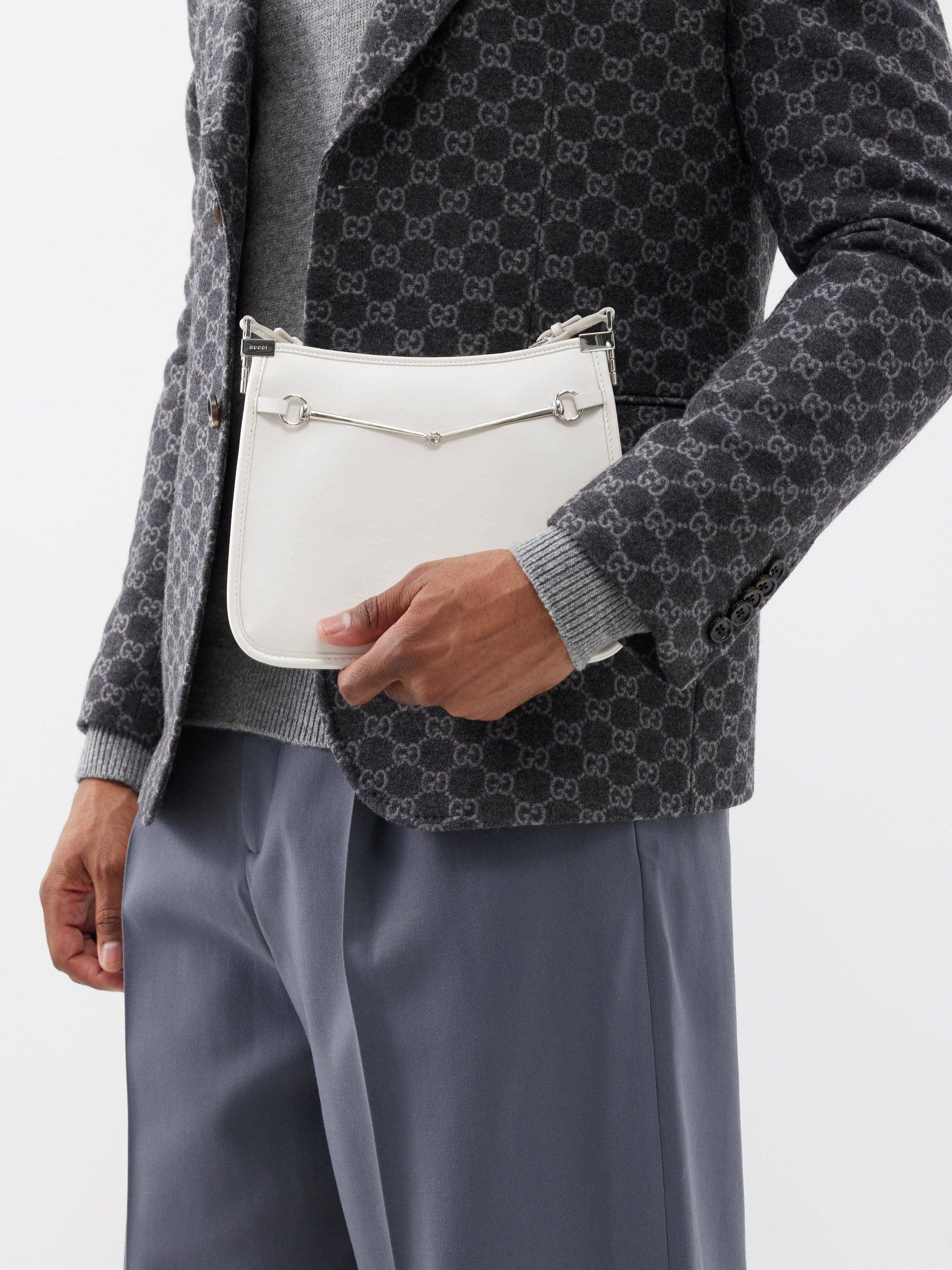 Gucci Horsebit Slim small shoulder bag in white leather