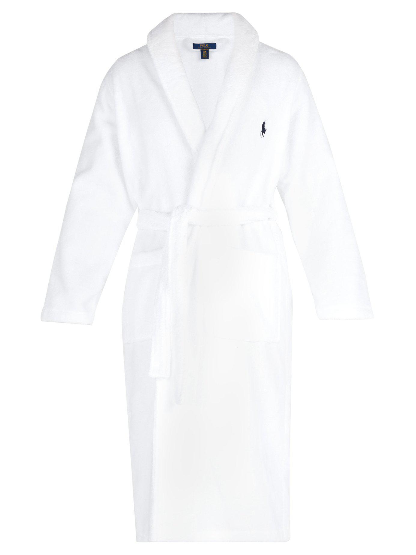 Polo Ralph Lauren Logo Embroidered Terry Towelling Cotton Bathrobe in White  for Men | Lyst