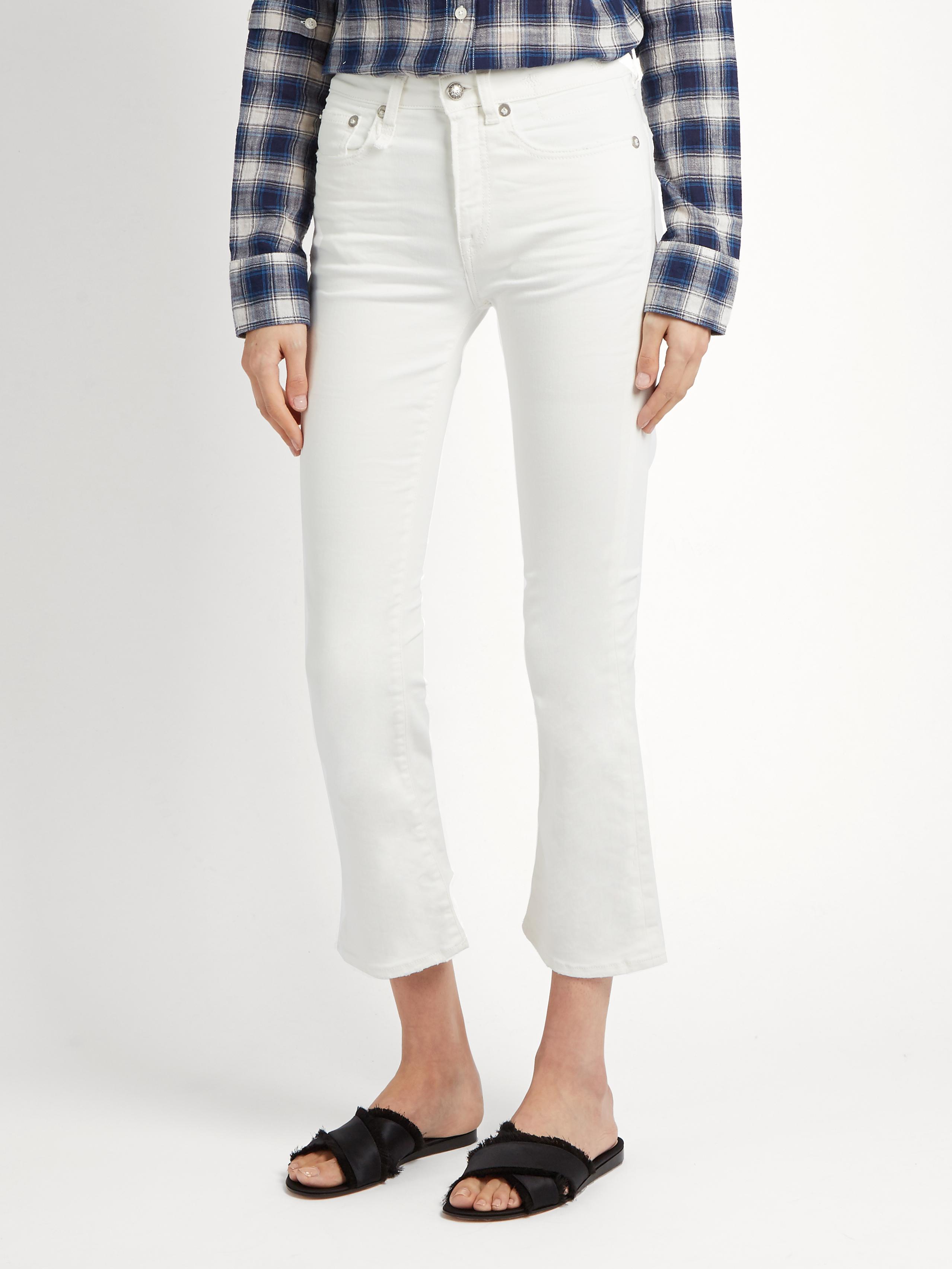 R13 Denim Kick-flare Cropped Jeans in White - Lyst