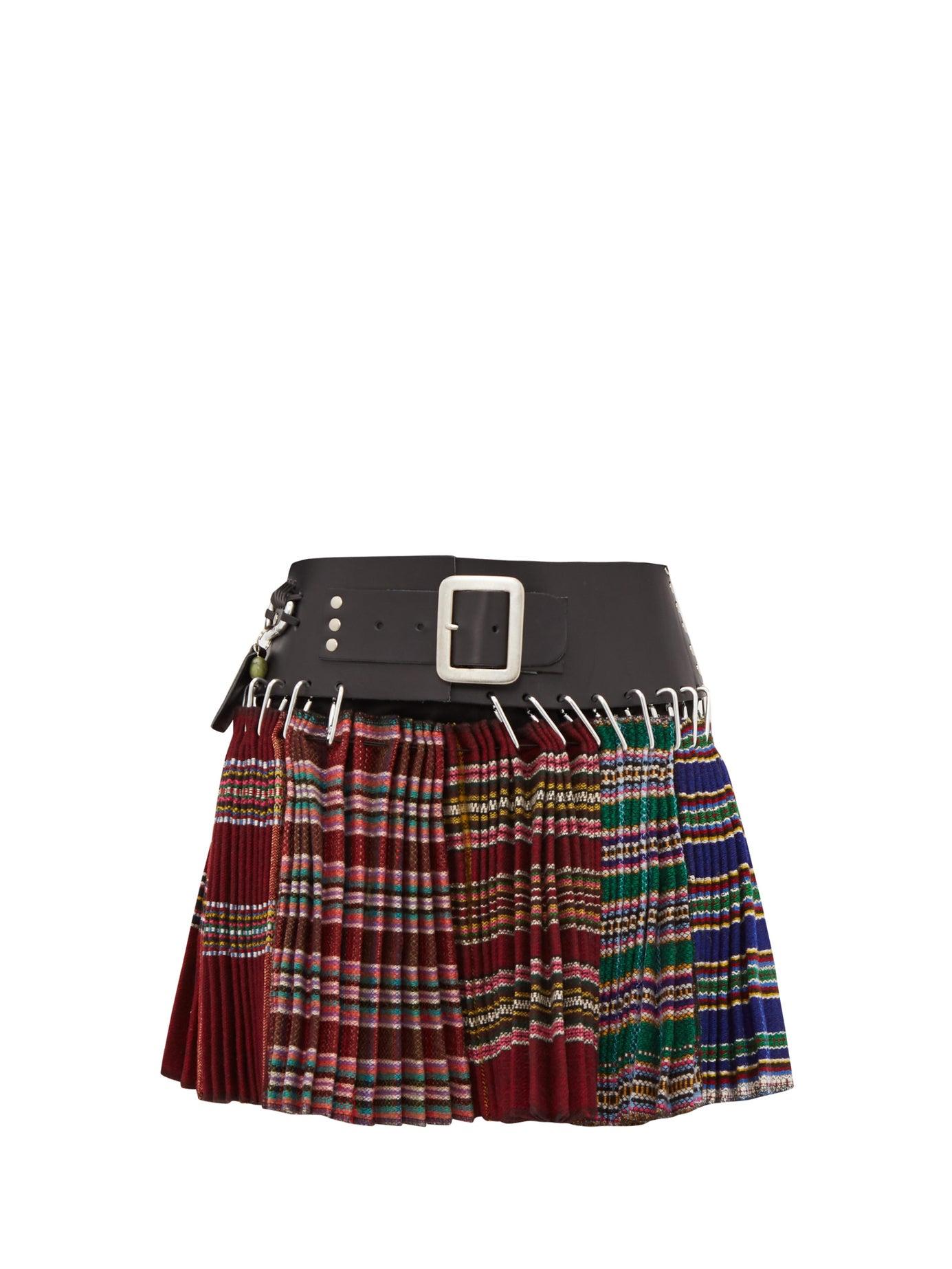Chopova Lowena Pleated Recycled Wool-jacquard Mini Skirt in Red - Lyst