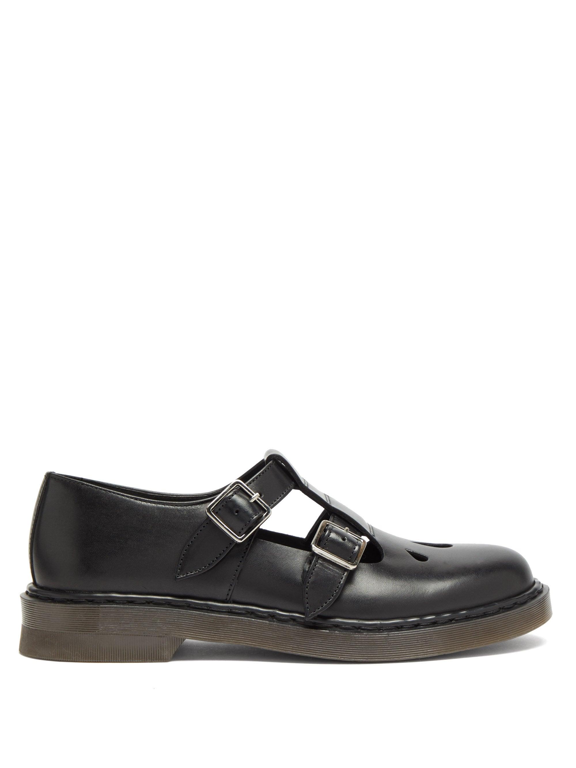 A.P.C. Leather Double-strap Mary Jane Flats in Black - Lyst