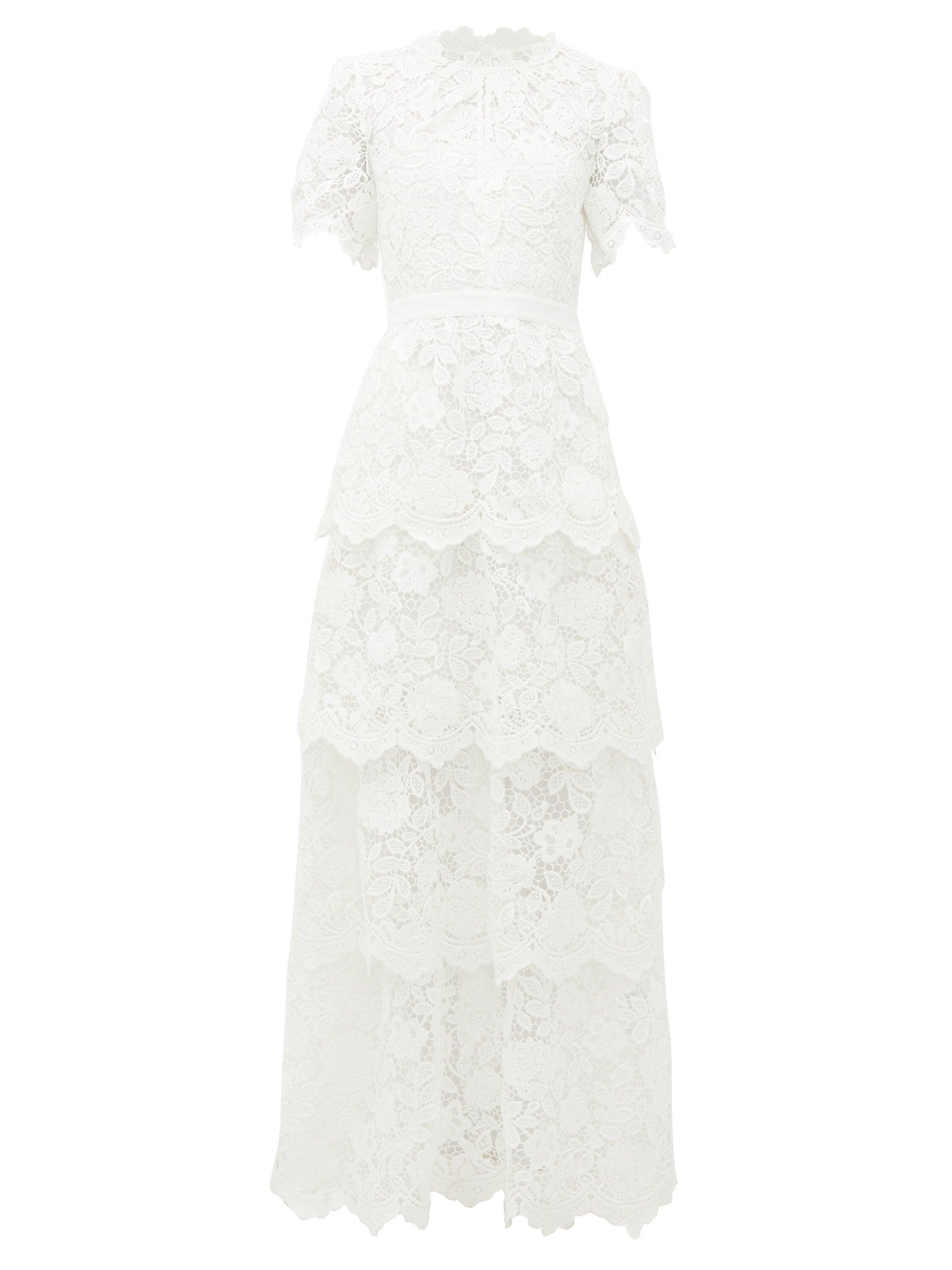 self portrait tiered floral lace dress