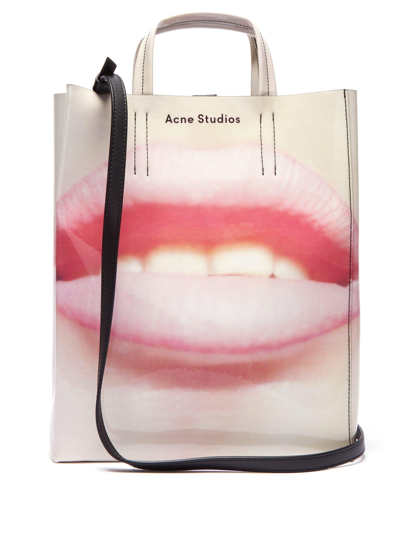 Acne Studios Baker Medium Lip Print Tote Bag in Pink | Lyst