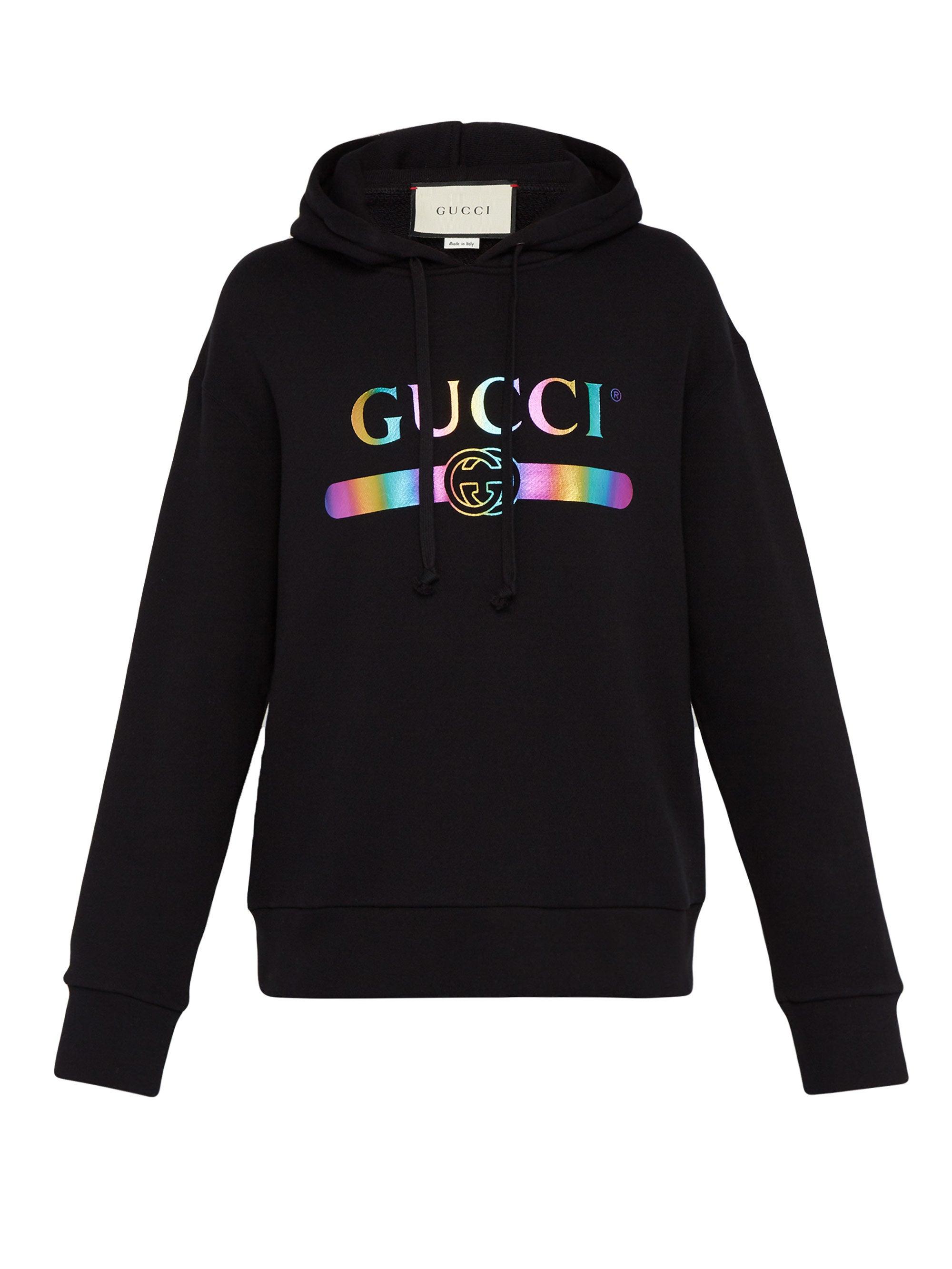 Gucci Hologram Fake Logo Hooded Sweatshirt in Black for Men | Lyst Canada