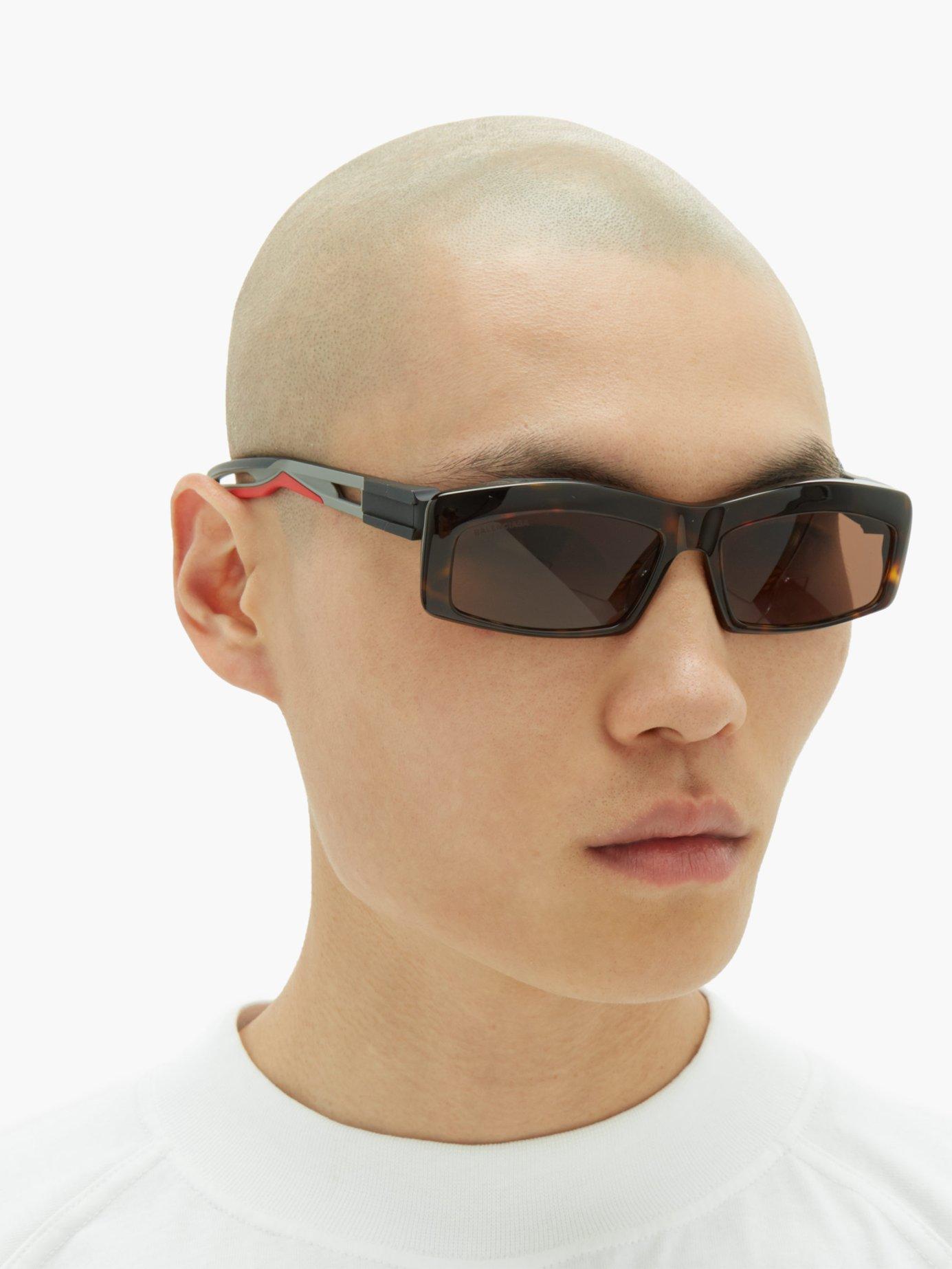 Balenciaga Hybrid Rectangular Acetate Sunglasses for Men Lyst