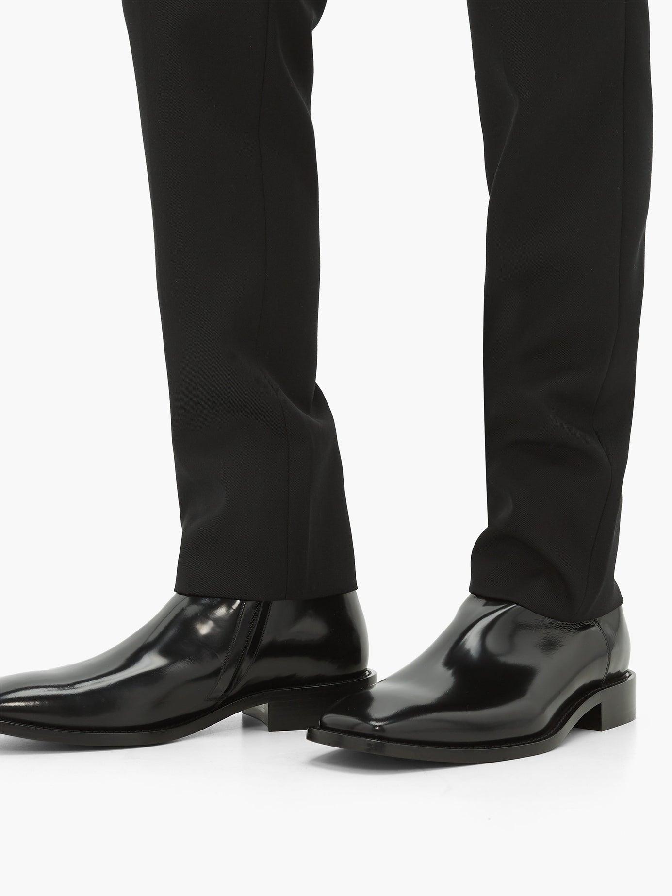 Balenciaga Square-toe Leather Boots in Black for Men | Lyst