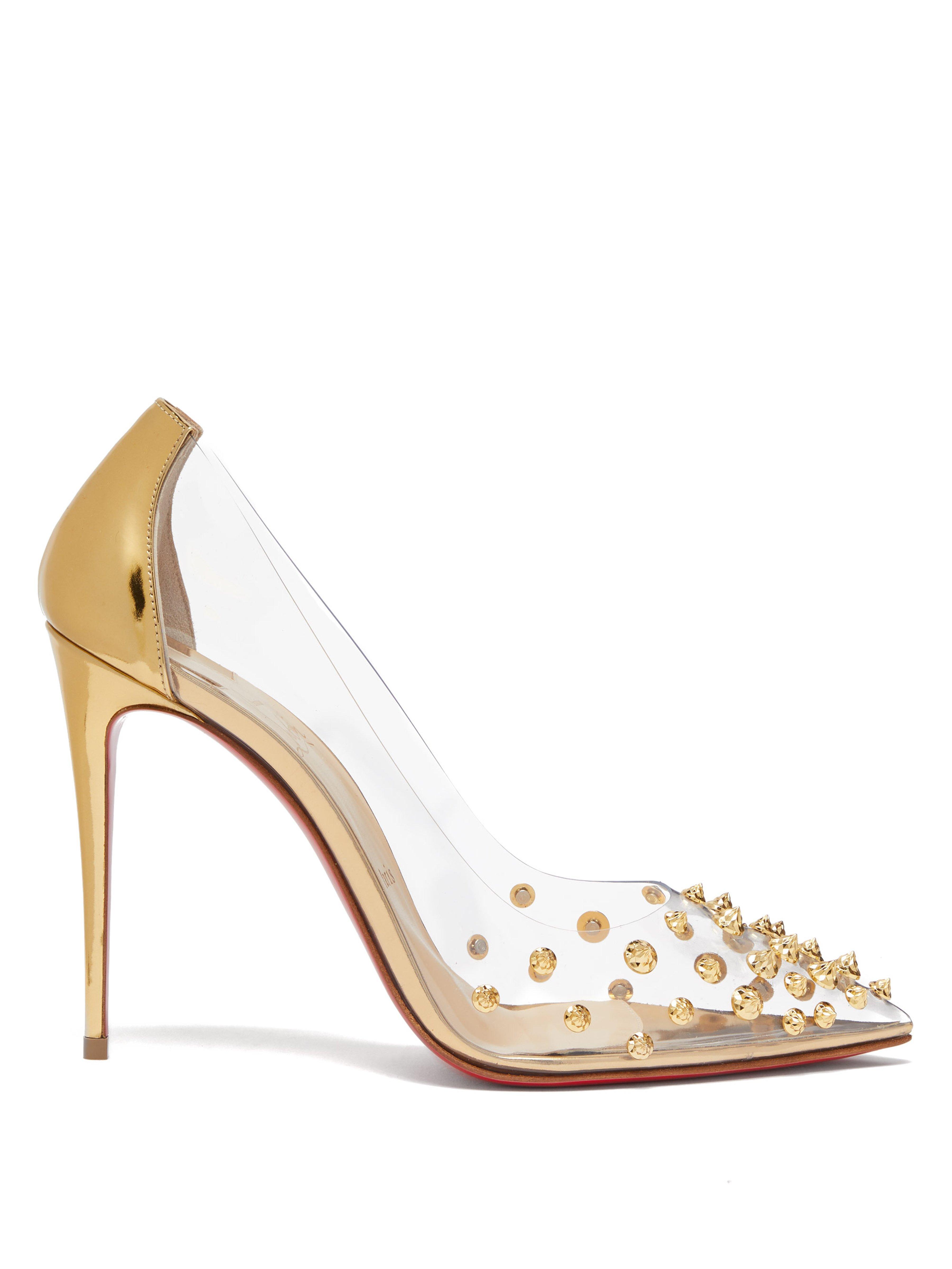 christian louboutin gold spiked heels