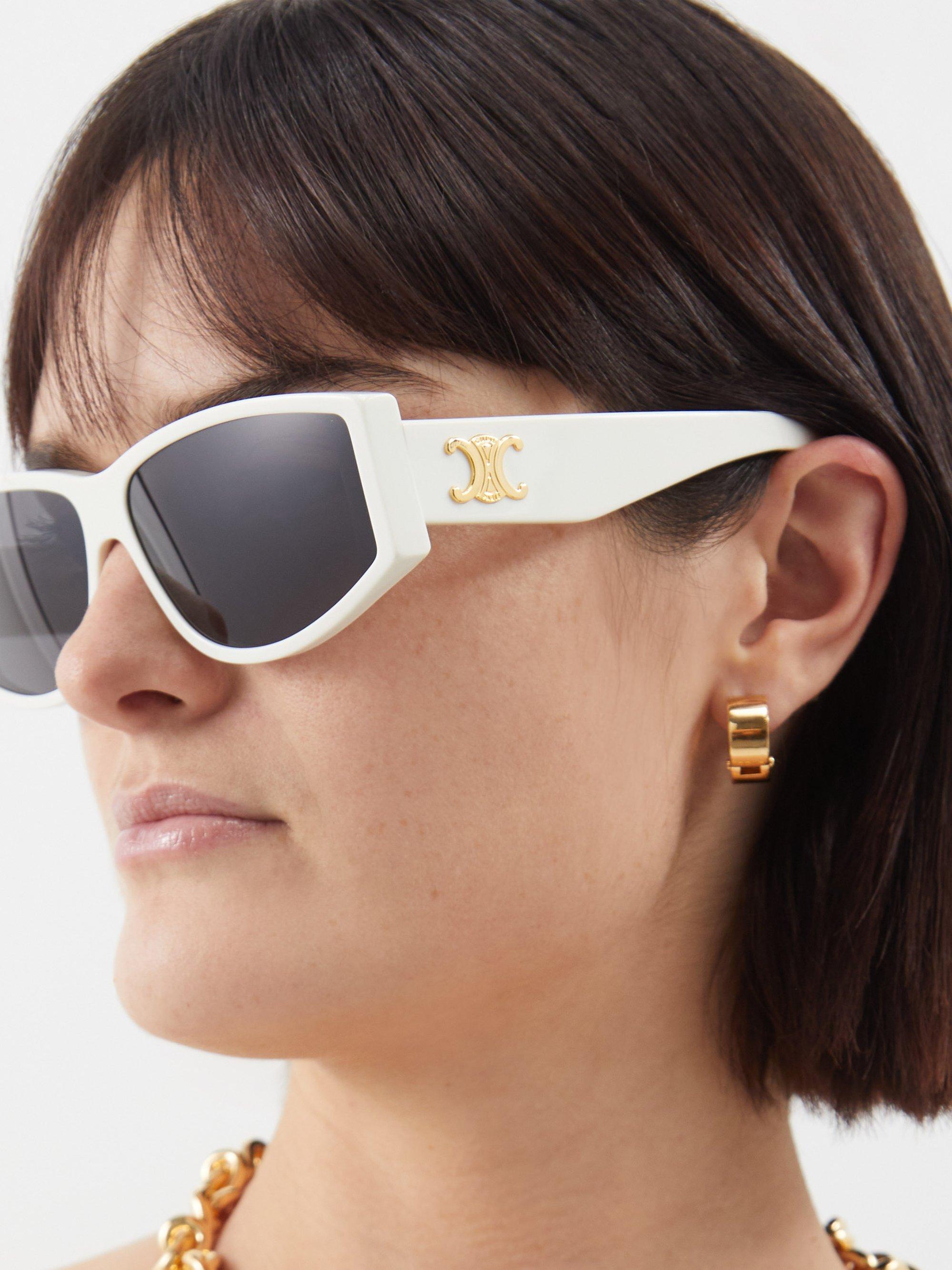 Celine Triomphe Story Acetate Sunglasses in White | Lyst