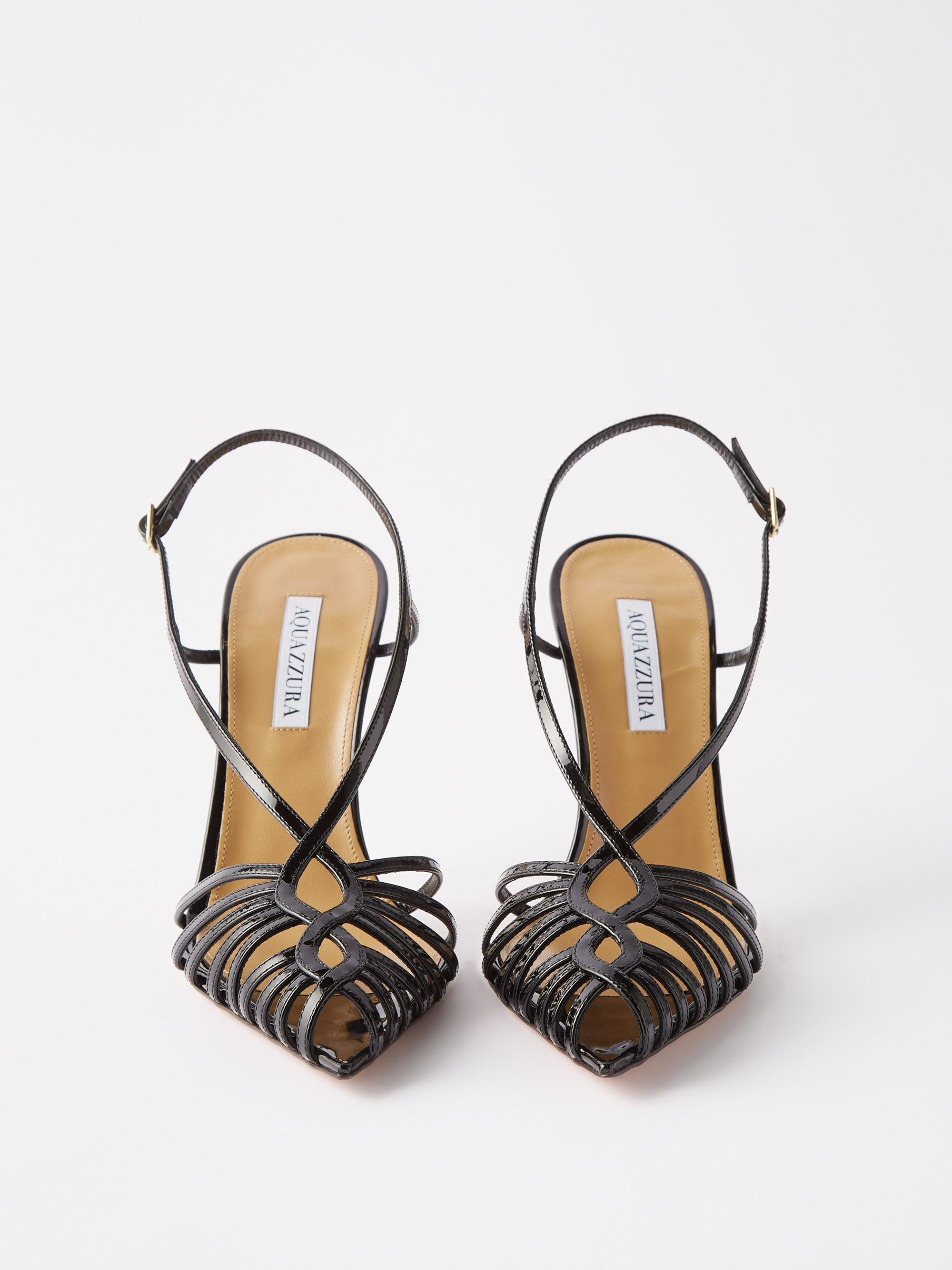 Aquazzura Mistress 105 Patent-leather Sandals in White | Lyst