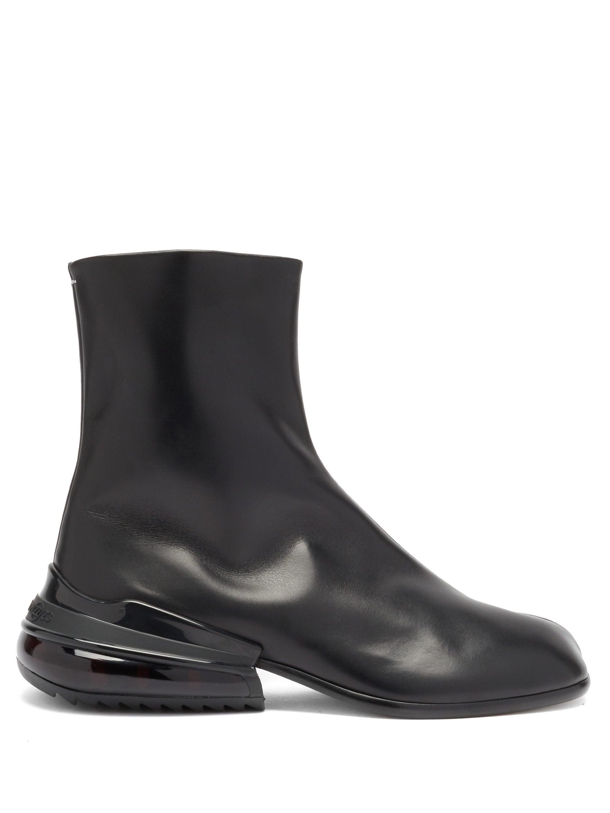 maison margiela black mid heel tabi boots
