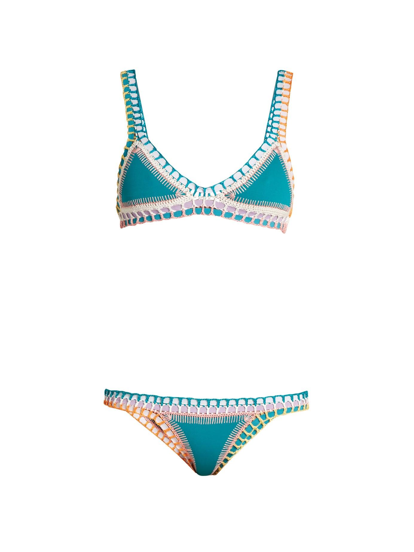 KIINI Liv Crochet-trimmed Triangle Bikini in Blue | Lyst
