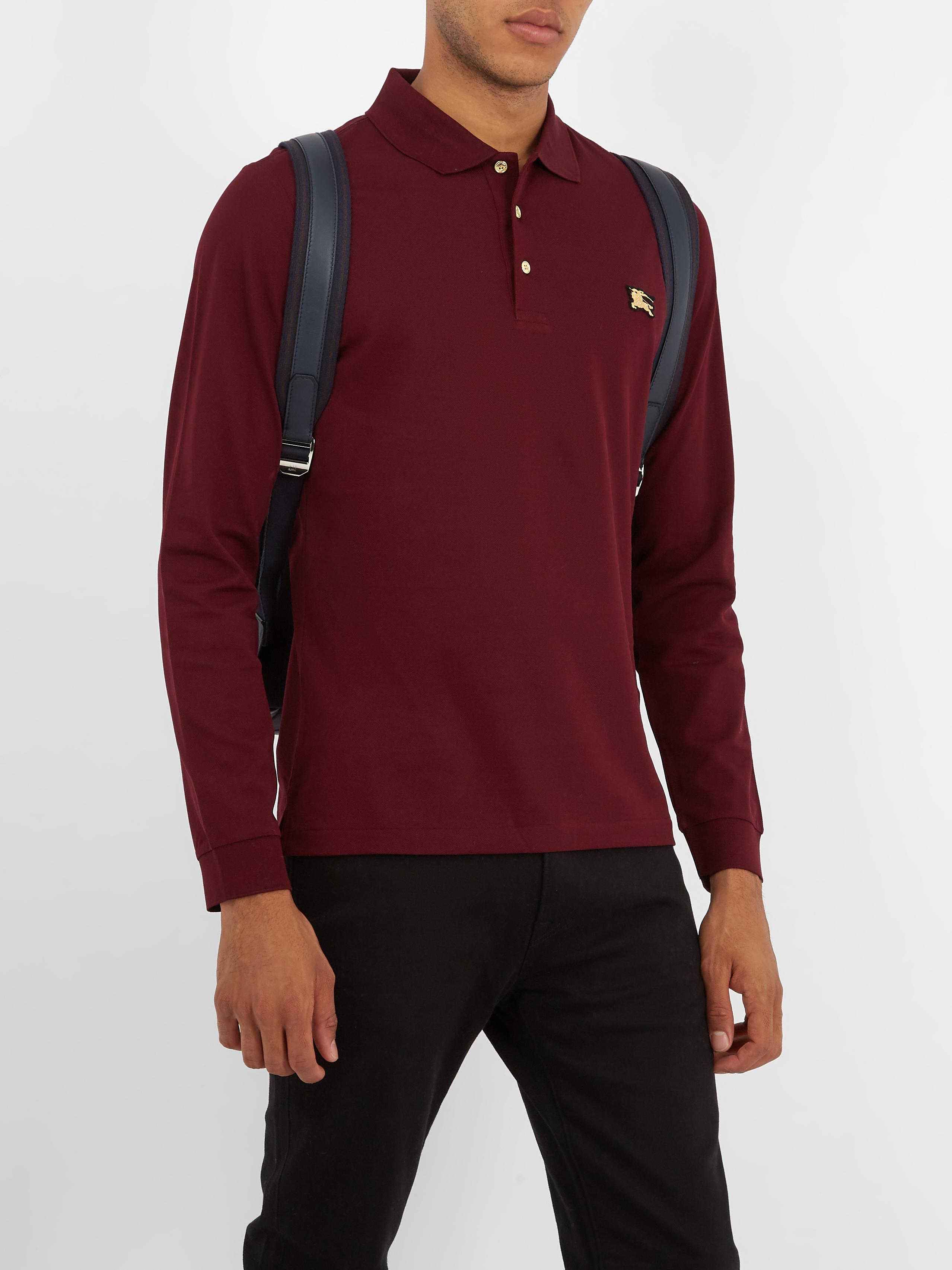 Download Burberry Talsworth Long-sleeved Cotton-piqué Polo Shirt in ...