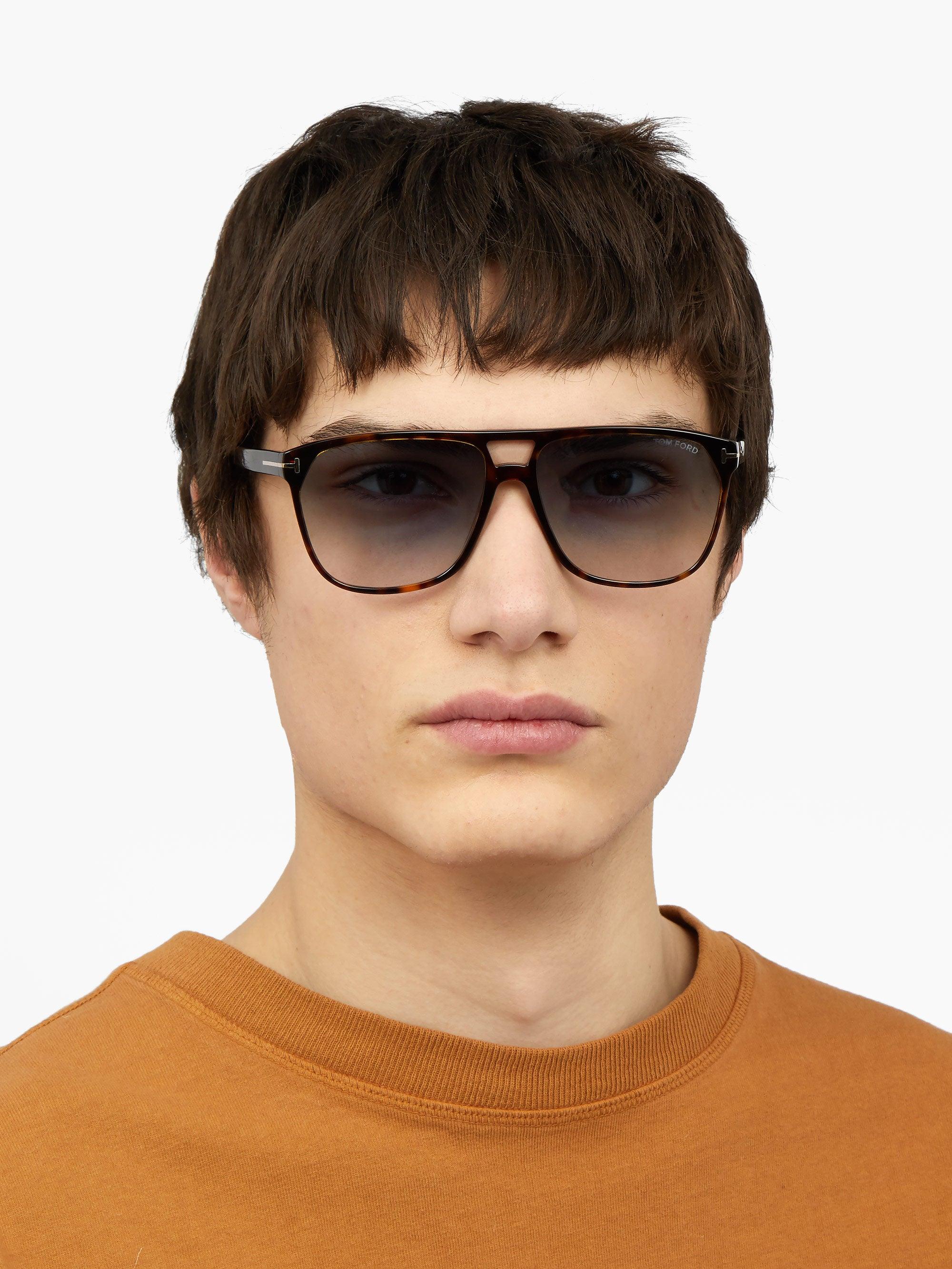 Tom Ford Shelton Tortoiseshell Aviator Sunglasses in Brown for Men | Lyst