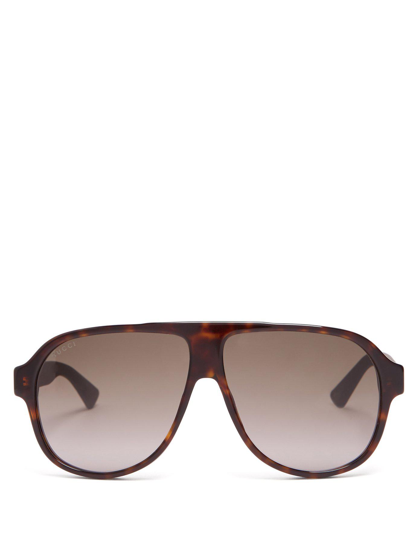 Gucci Rubber Aviator Acetate Sunglasses In Brown For Men Lyst