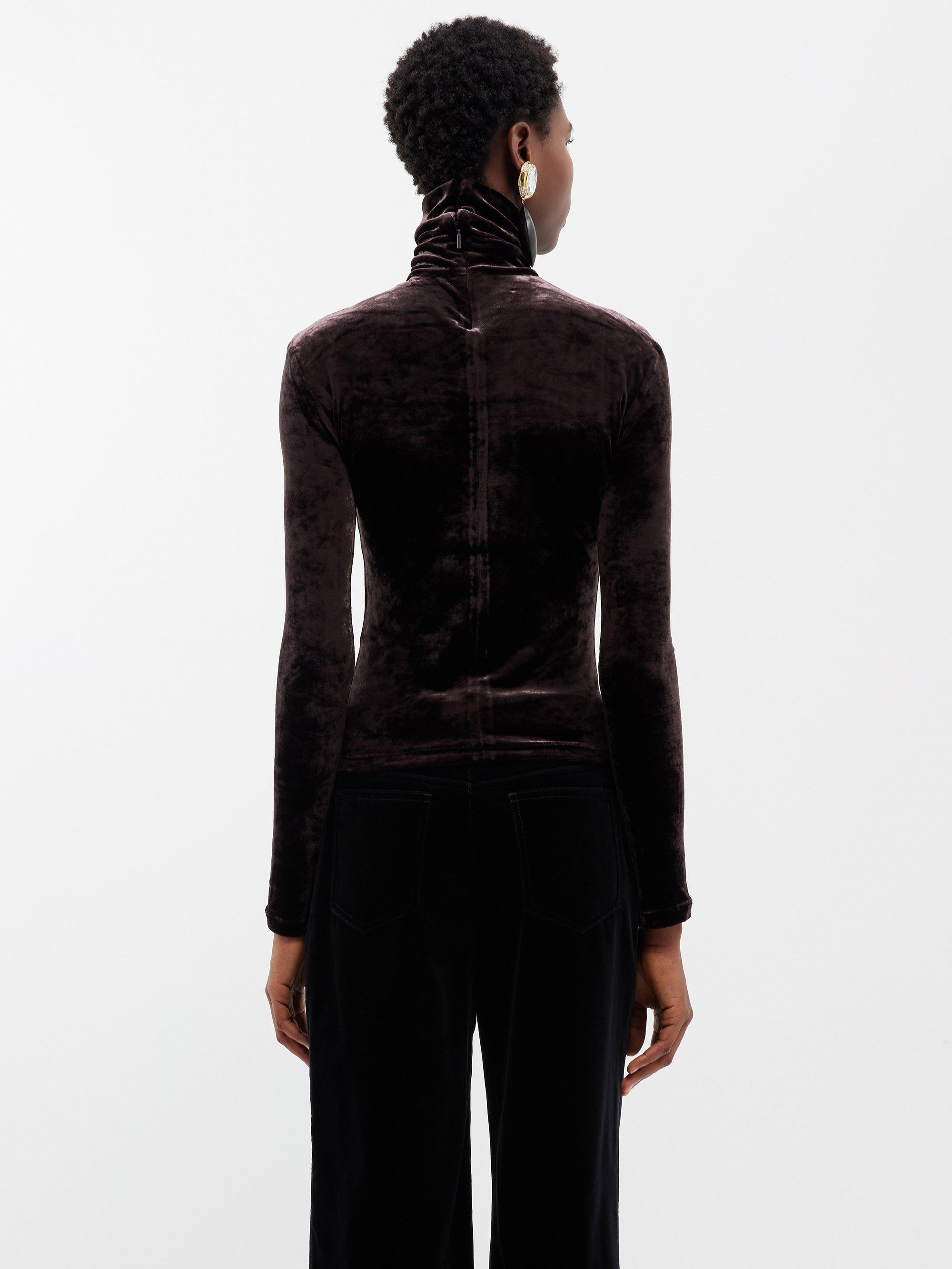 Velvet roll cheap neck top