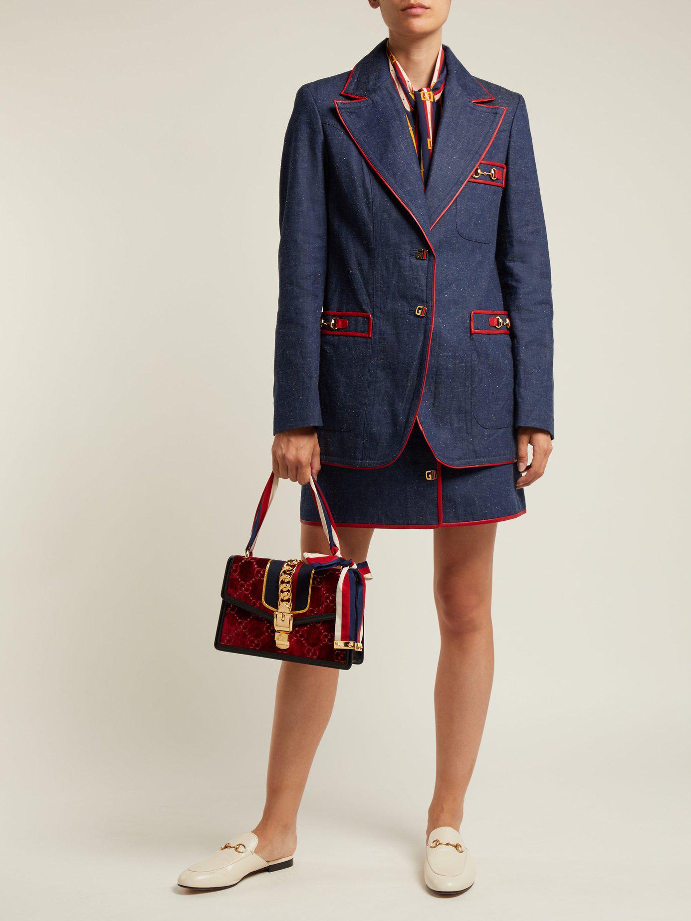 Gucci Sylvie Small Velvet Shoulder Bag in Burgundy (Red) - Lyst