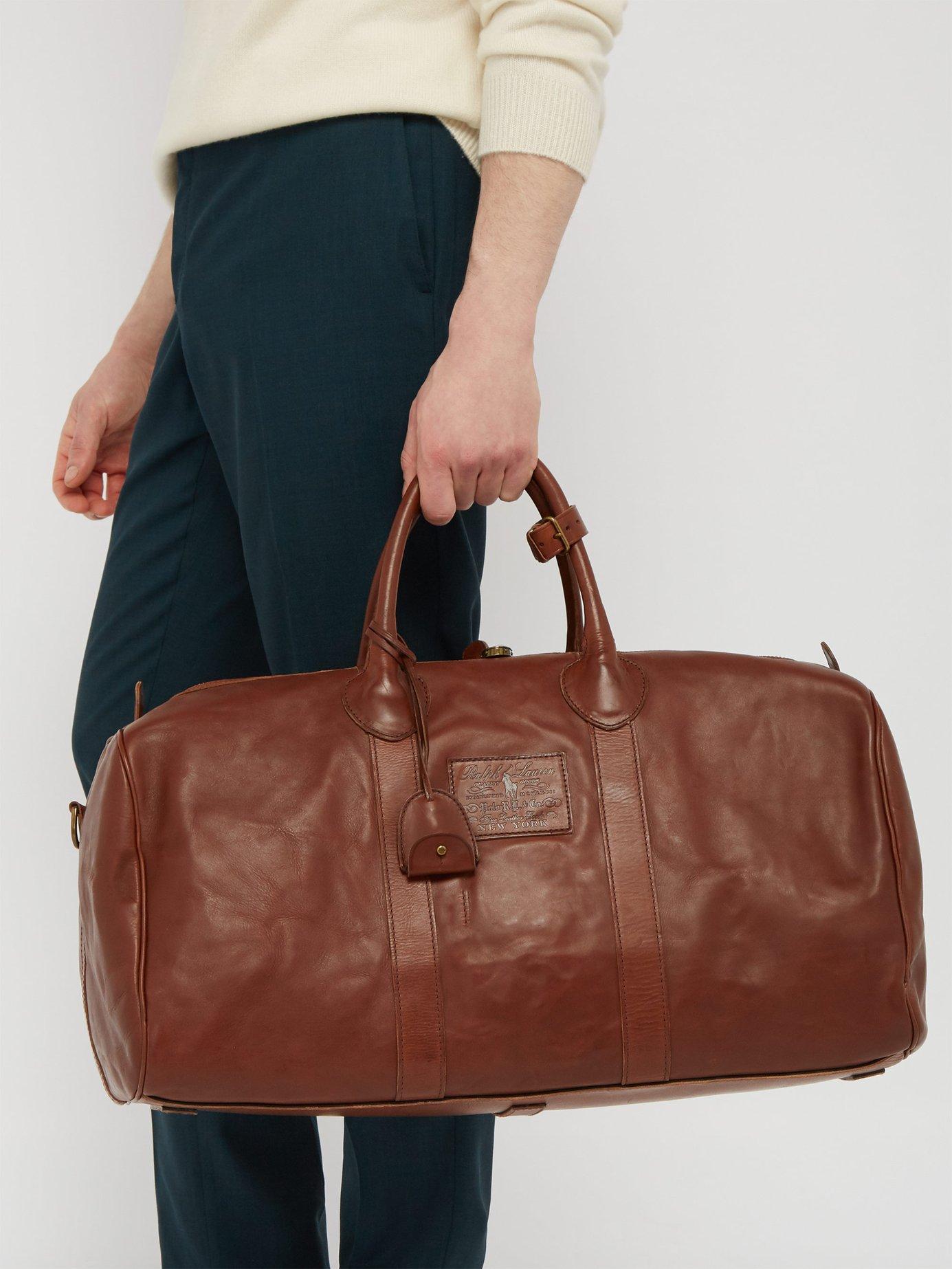 Polo Ralph Lauren Heritage Leather Weekend Bag in Brown for Men | Lyst