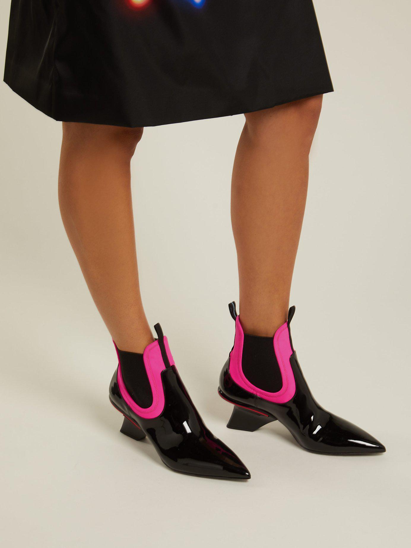 prada leather and neoprene ankle boots