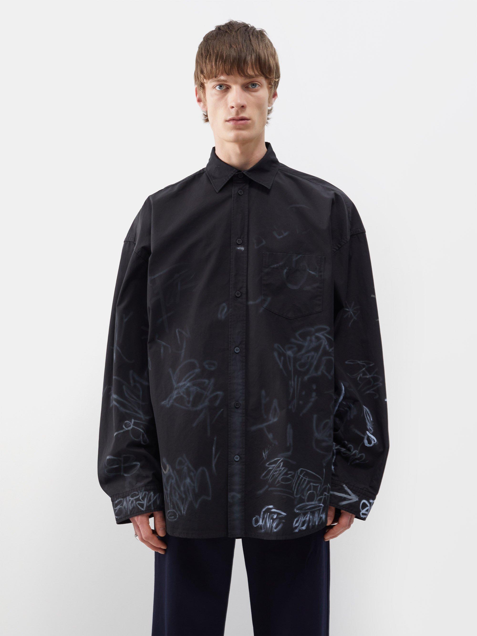 Balenciaga Graffiti Poplin Shirt in Blue for Men Lyst