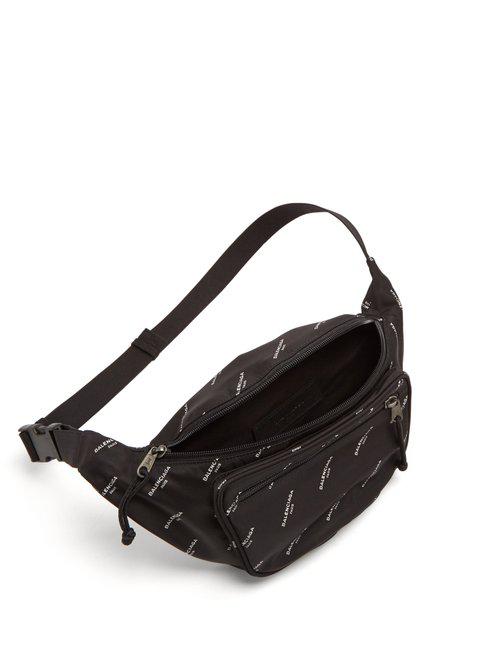 Balenciaga Black Graffiti Print Leather Logo Belt Bag Balenciaga