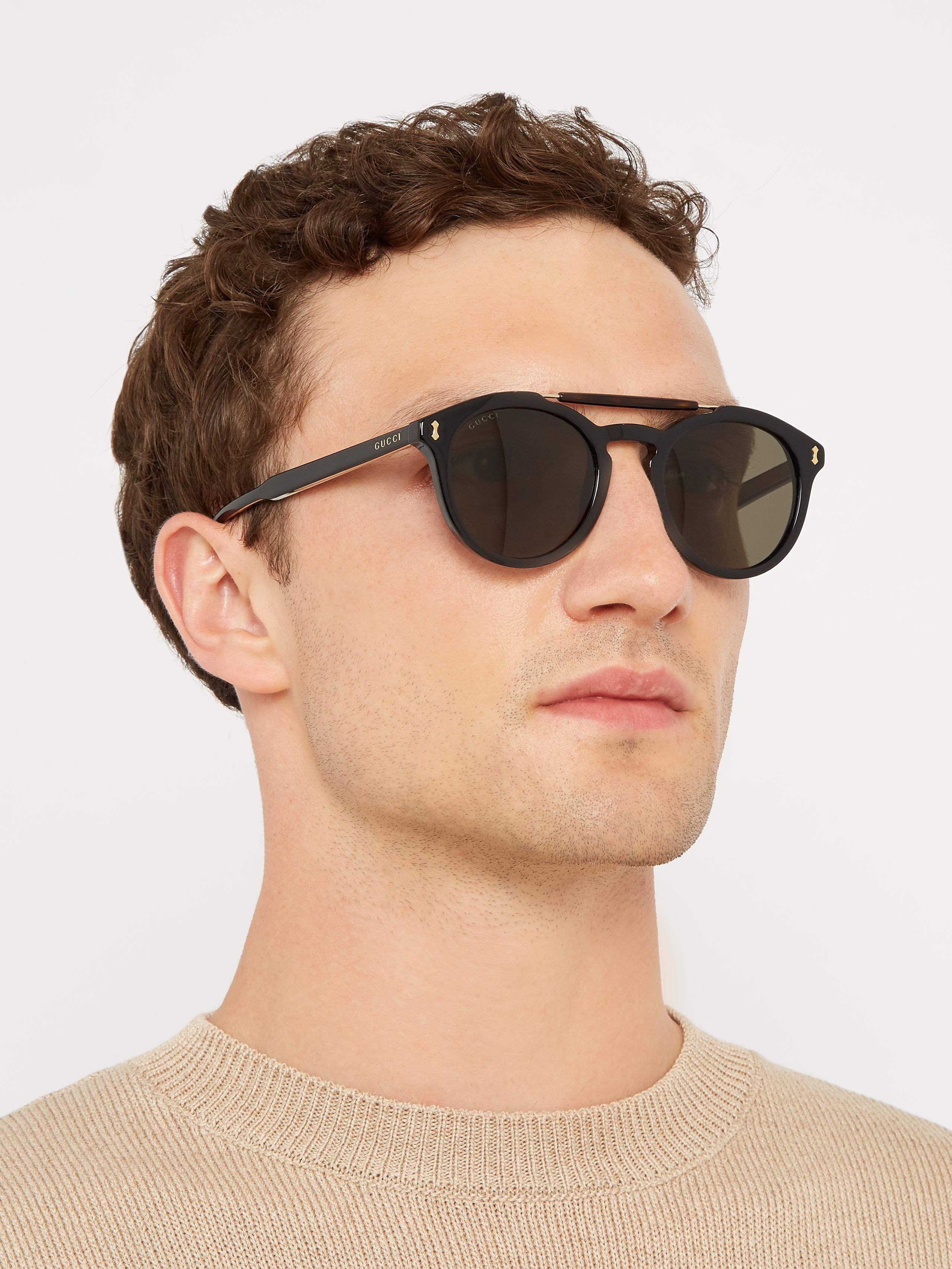 Gucci Round-frame Acetate Sunglasses in Black for Men | Lyst