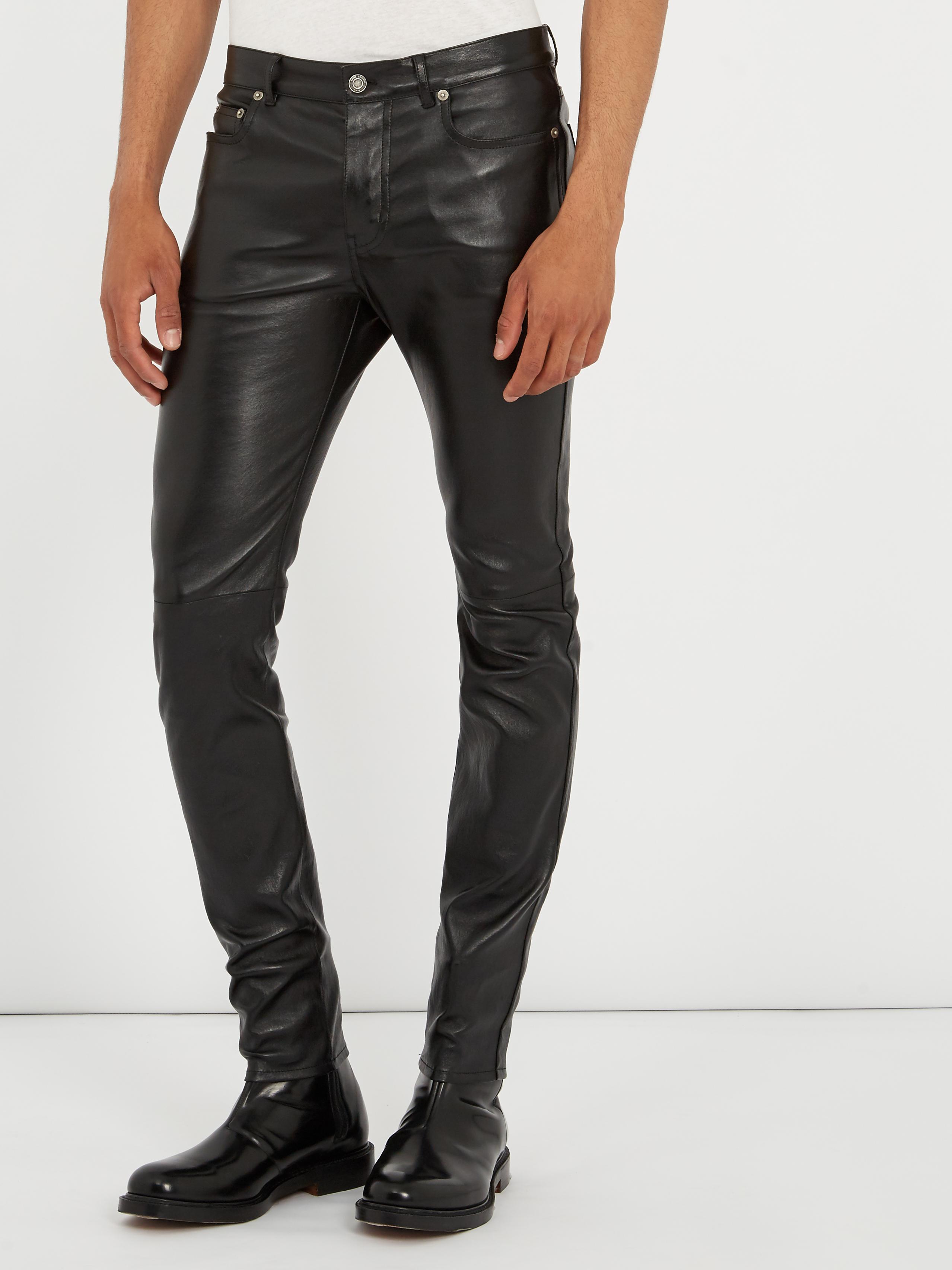 Saint Laurent Skinny Leather Jeans in Black for Men - Lyst