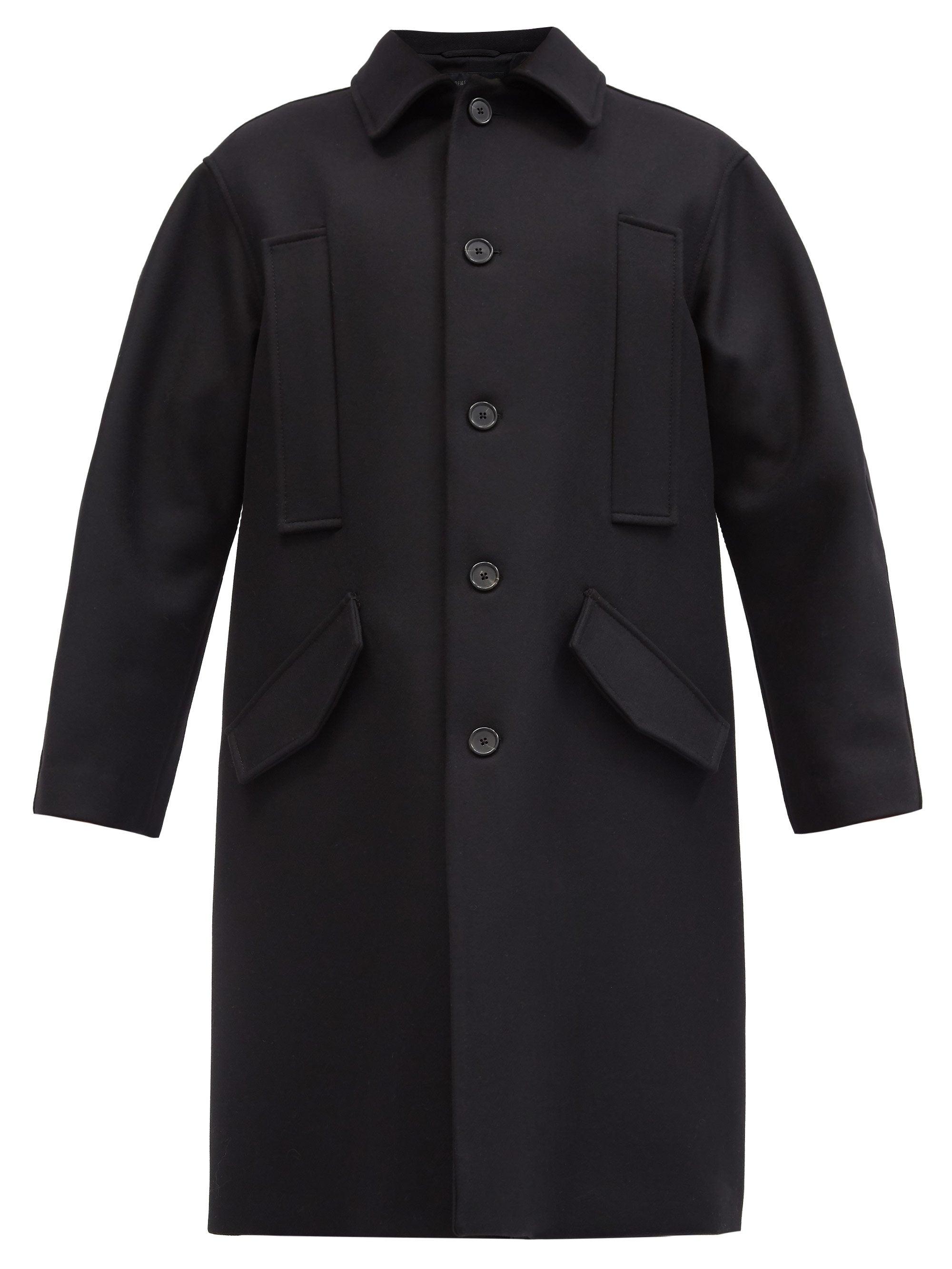 Ann Demeulemeester Single-breasted Wool-blend Overcoat in Black for Men ...