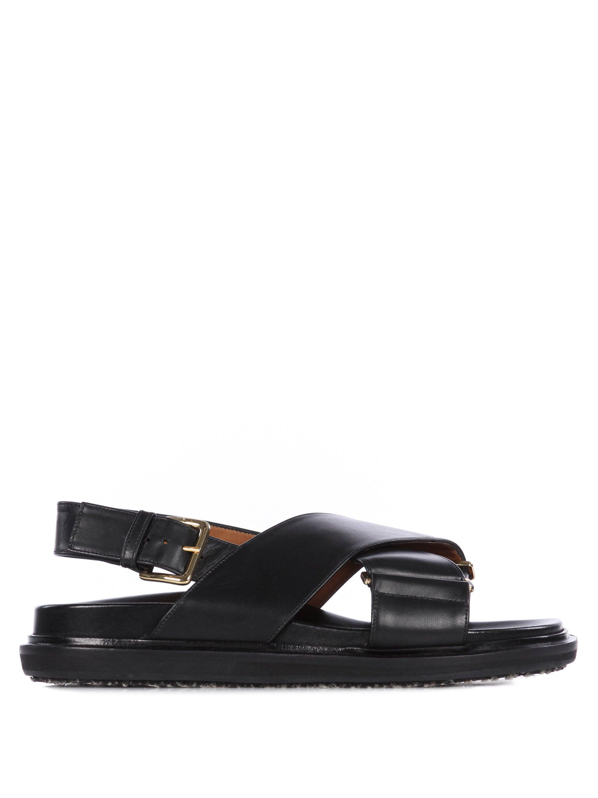 Marni Fussbett Smooth Leather Sandals in Black - Save 68% - Lyst