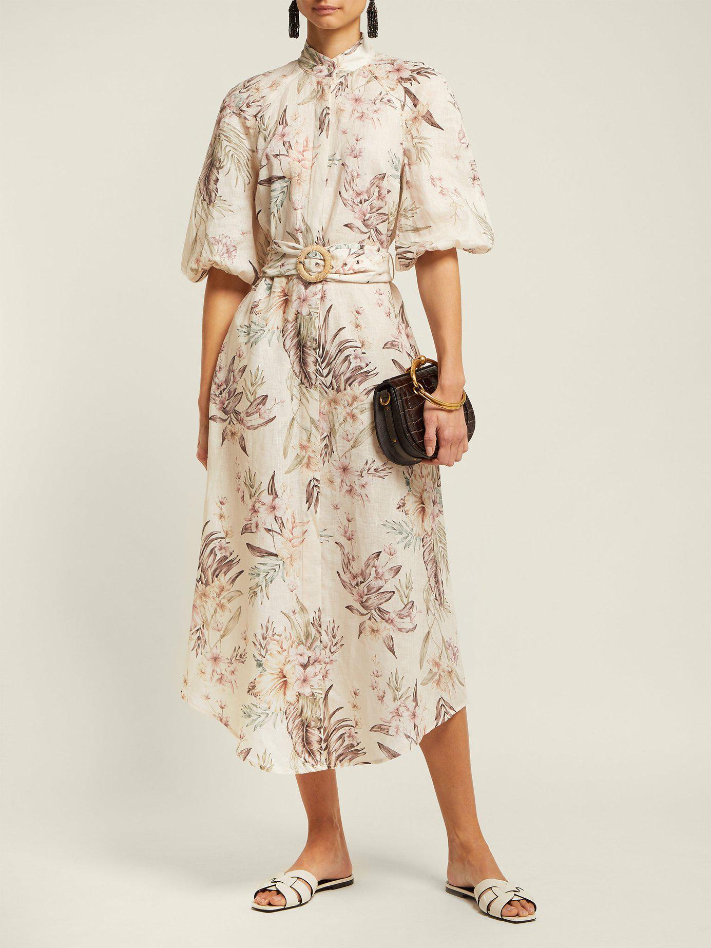 Zimmermann Wayfarer Floral Print Linen Dress in Cream Print (Natural) | Lyst