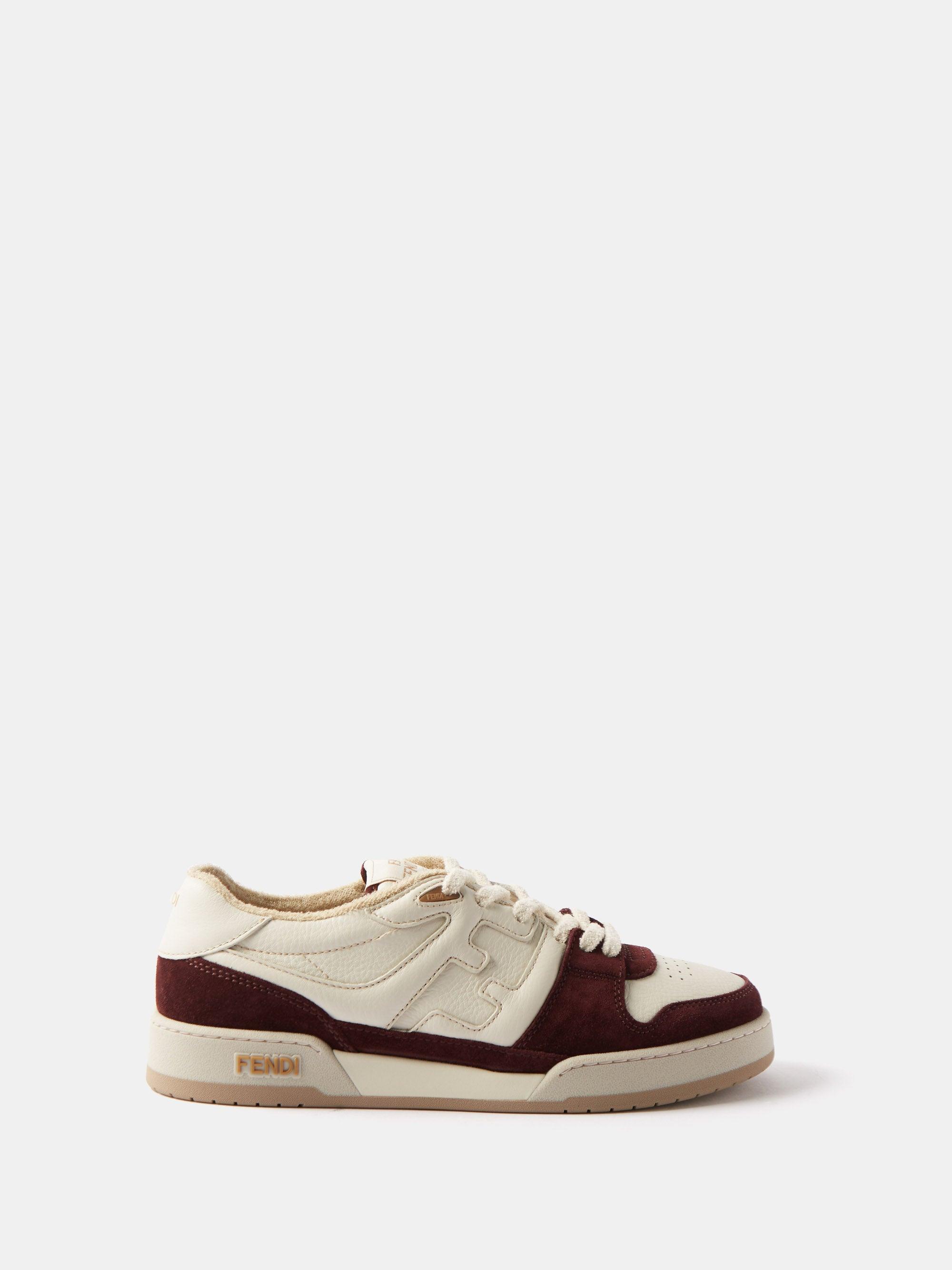 Fendi Crosta Ff Leather And Suede Trainers in White for Men | Lyst