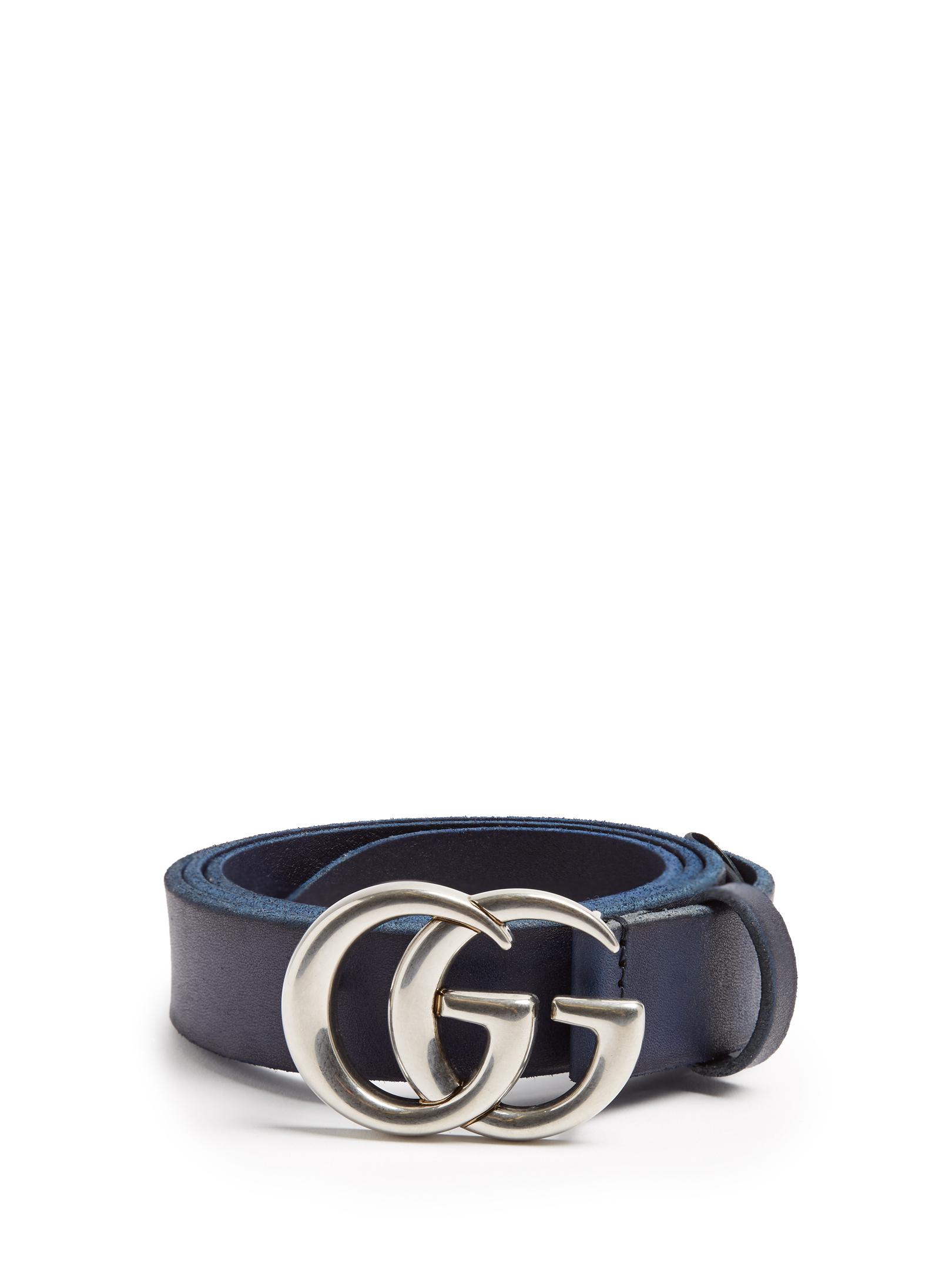 Gucci Gg Marmont Leather Belt in Blue for Men - Lyst