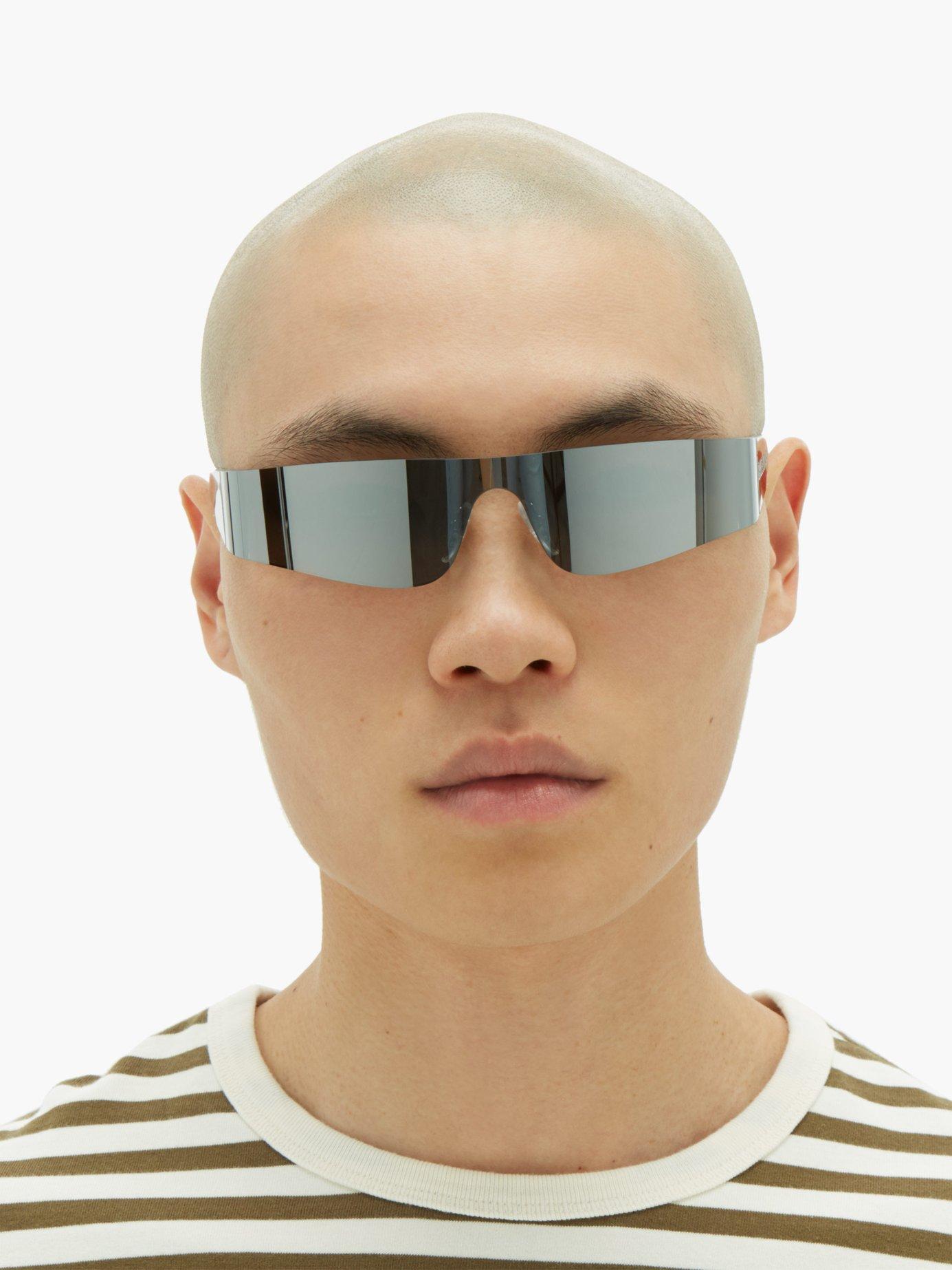 Balenciaga Mono Reflective Slim Sunglasses in Metallic for Men | Lyst
