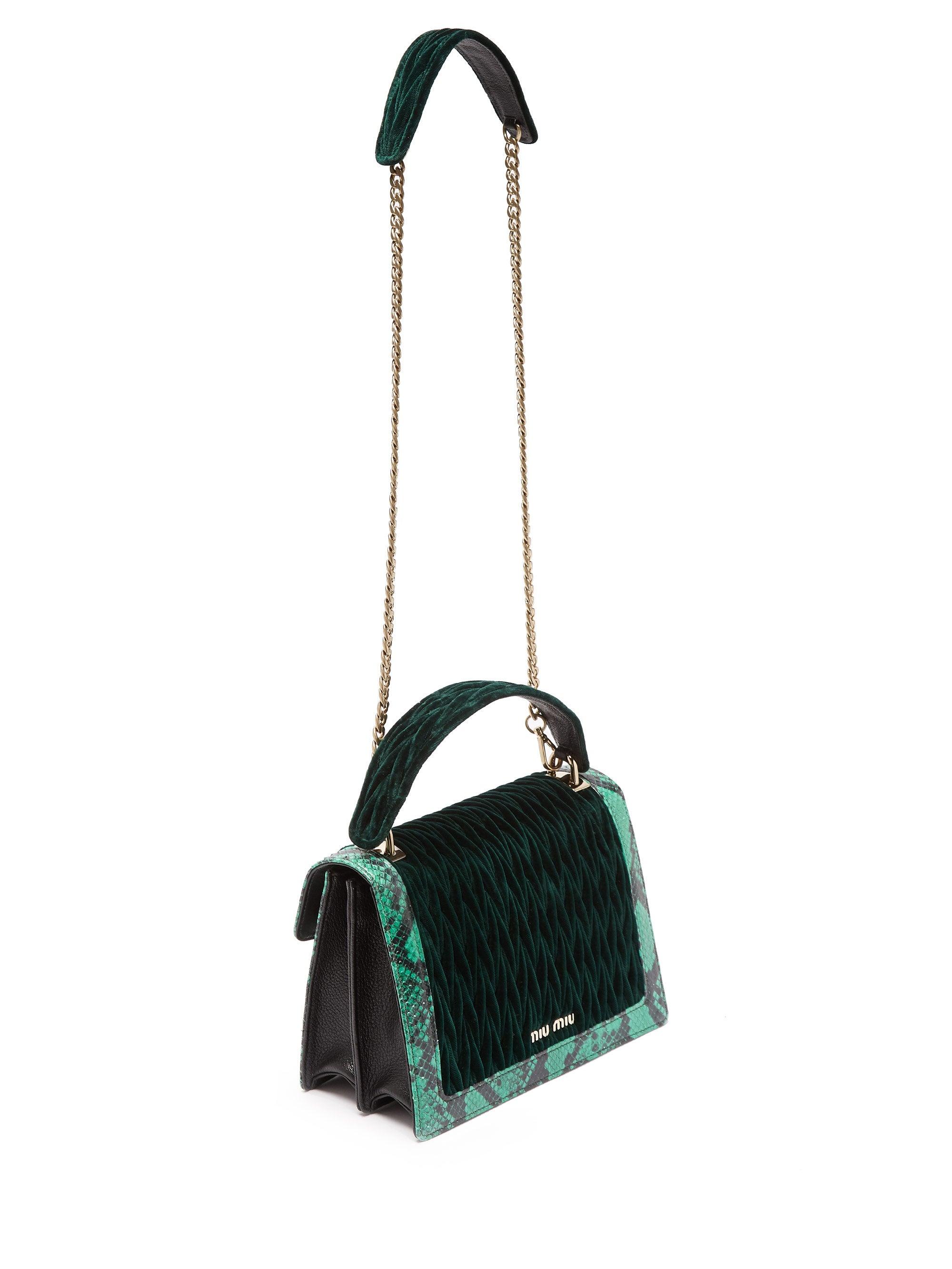 Miu Miu Confidential Matelasséquilted Velvet Shoulder Bag in Dark