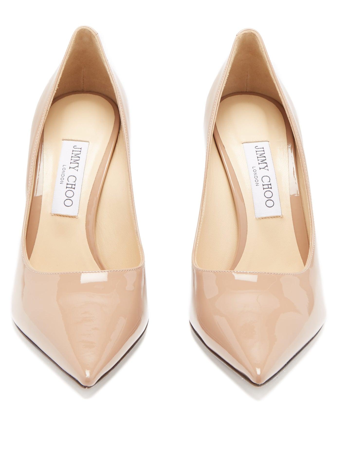 patent leather nude pumps