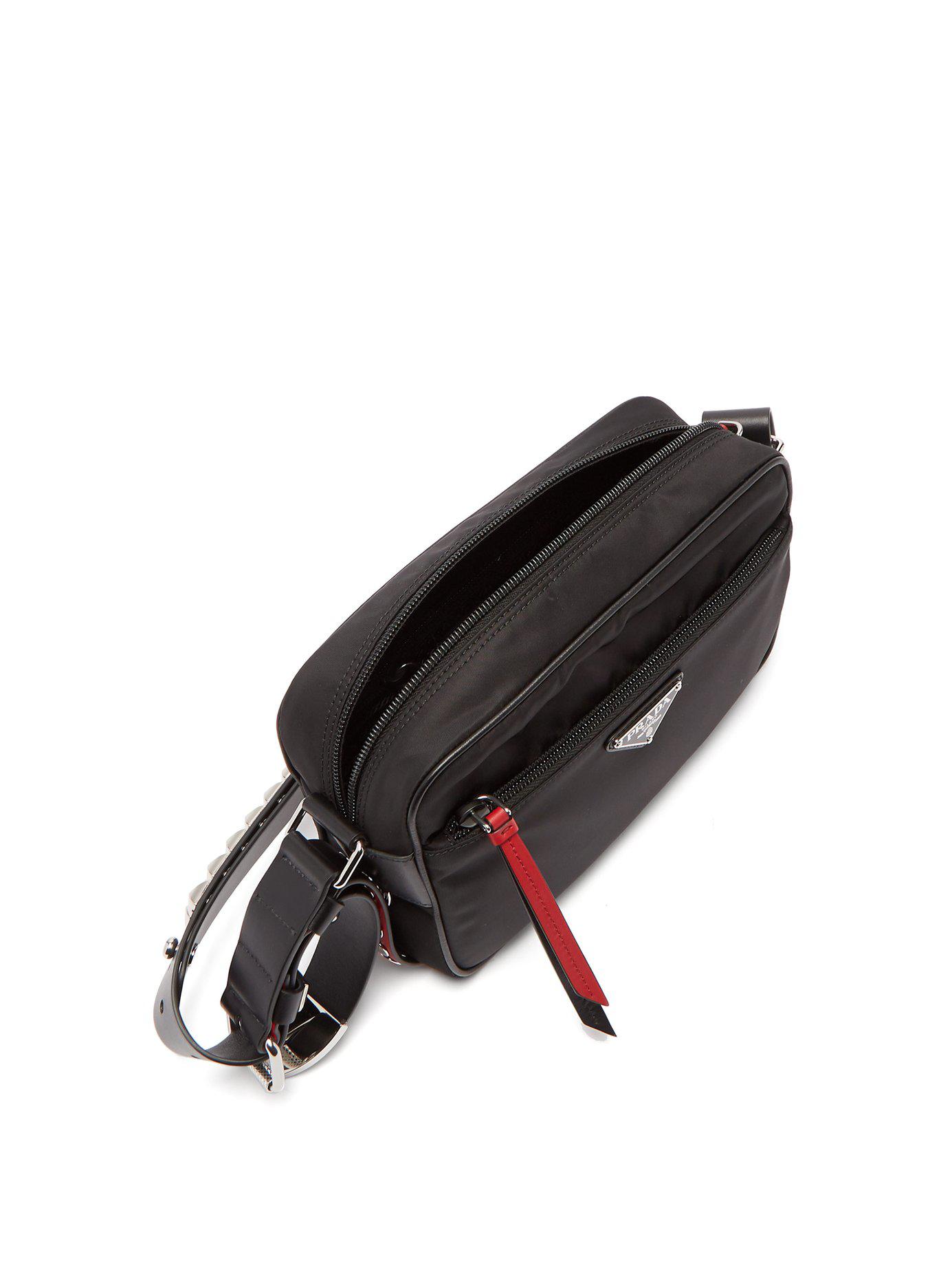 PRADA Vela Nylon Baby Shoulder Bag Black