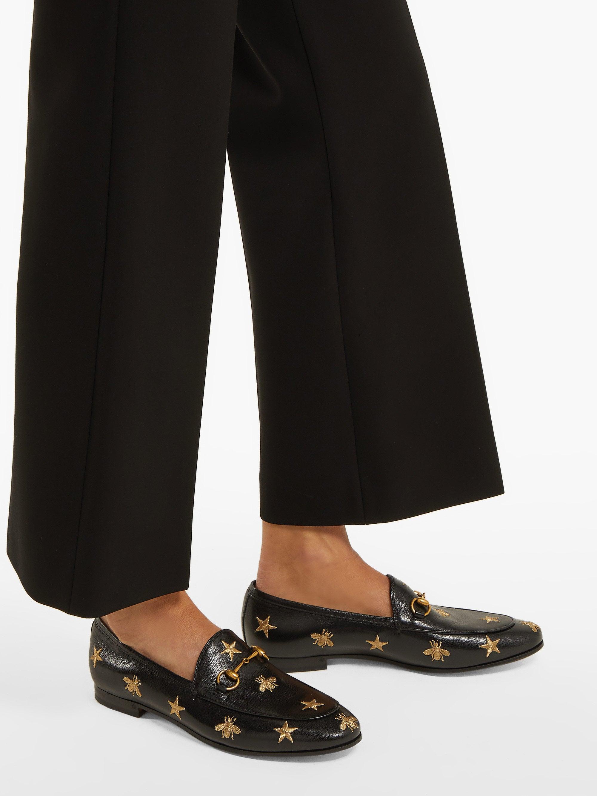gucci jordaan embroidered loafers