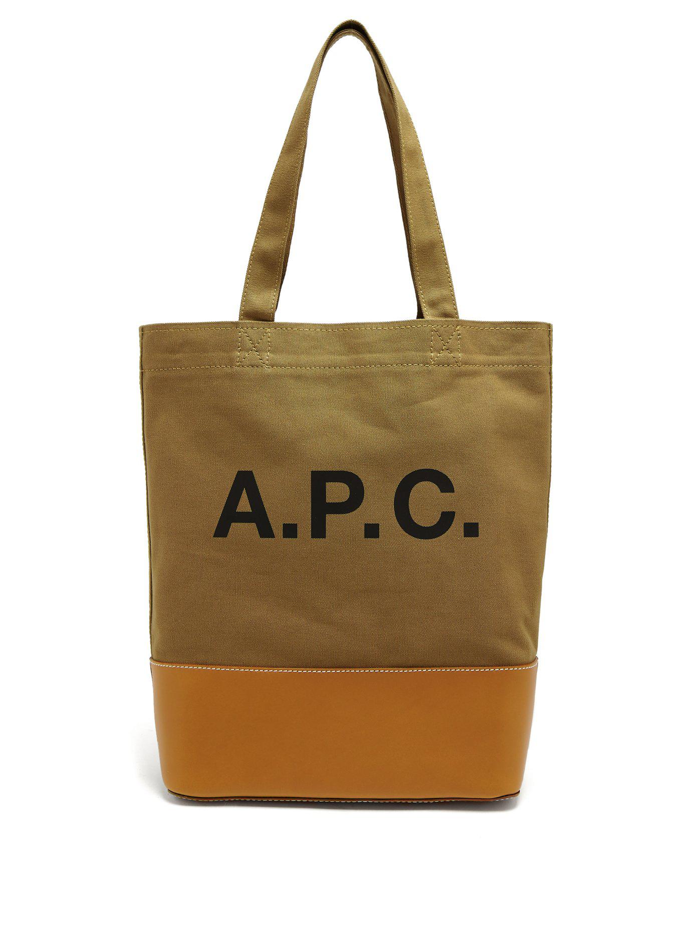 A.P.C. Contrast Panel Logo Print Canvas Tote Bag for Men - Lyst