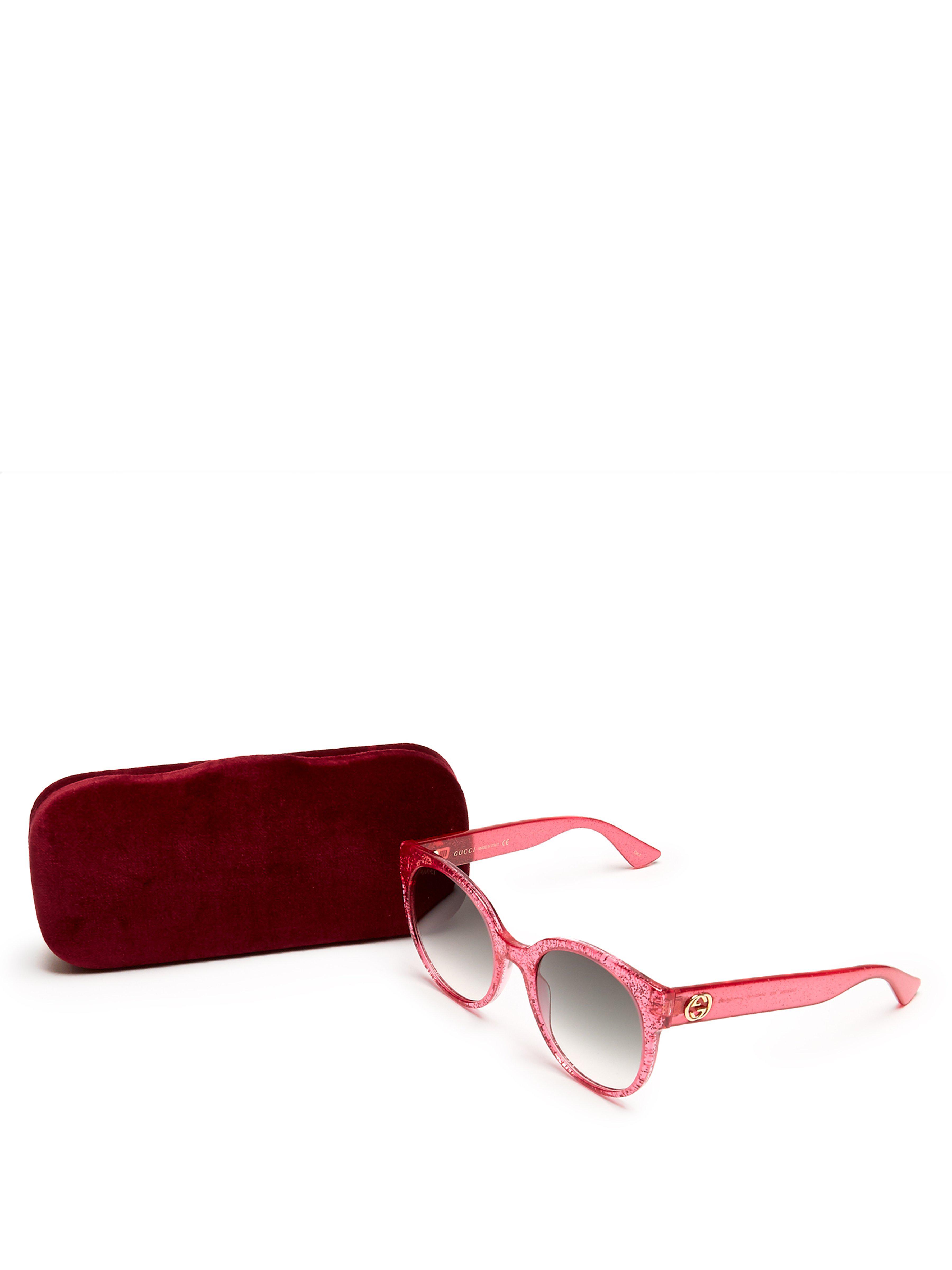 Lunettes de soleil rondes en acétate à paillettes Gucci en coloris Rose |  Lyst