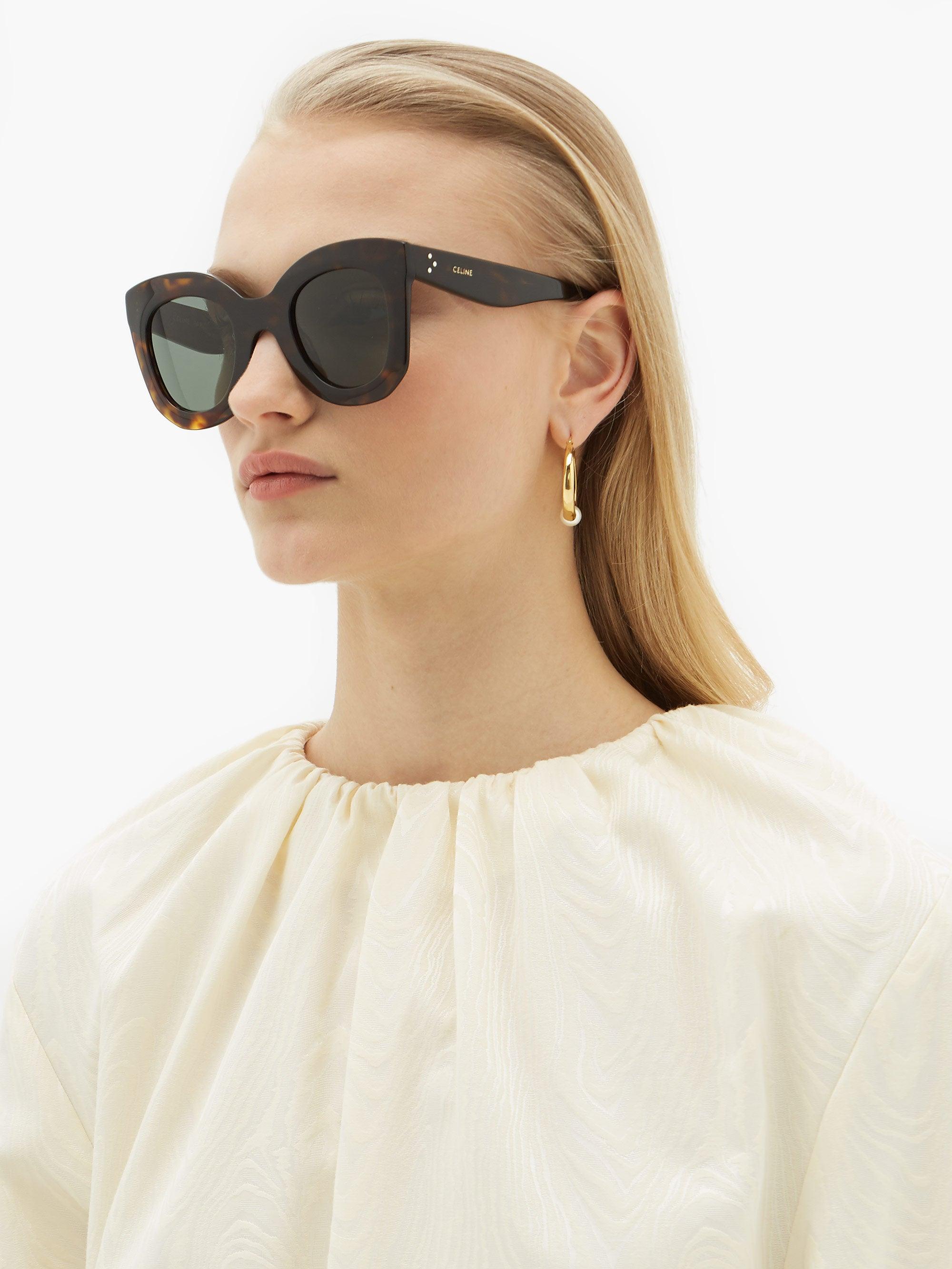 Celine Oversized Round Tortoise-acetate Sunglasses in Brown | Lyst
