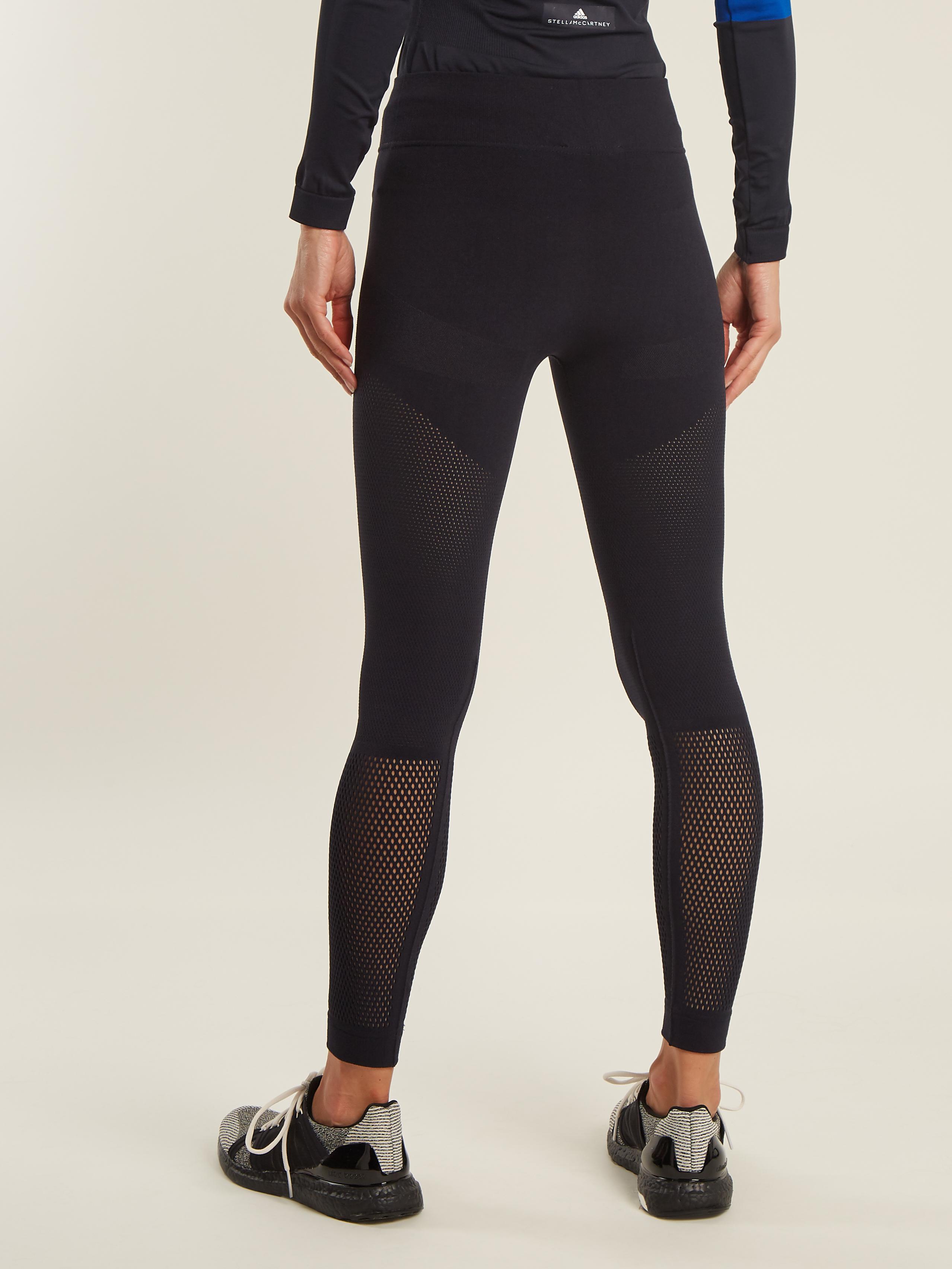 adidas By Stella Train Mesh-panel Performance Leggings in Black | Lyst